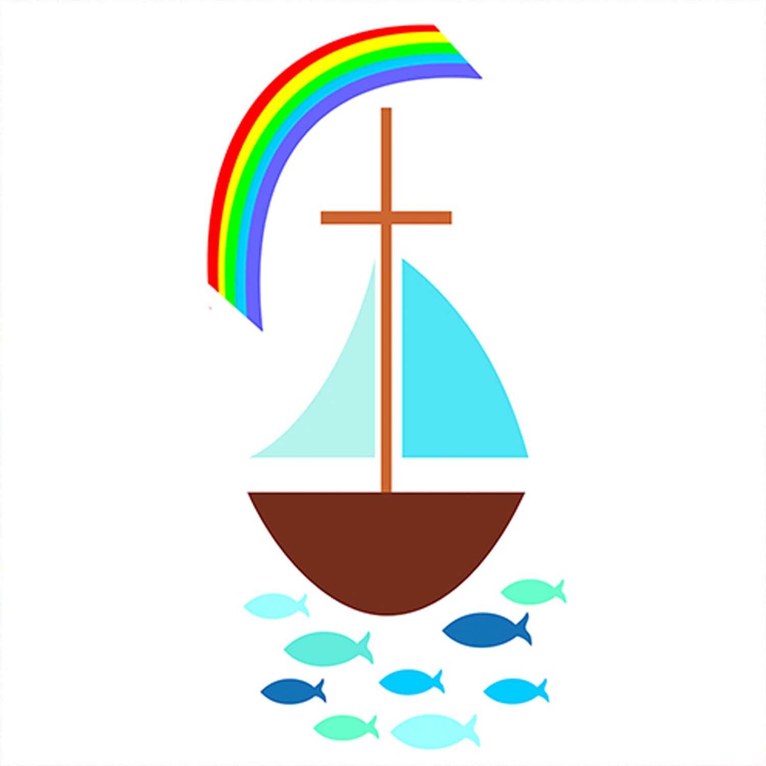 Wachsdekor Segelboot mit Regenbogen 10x5cm