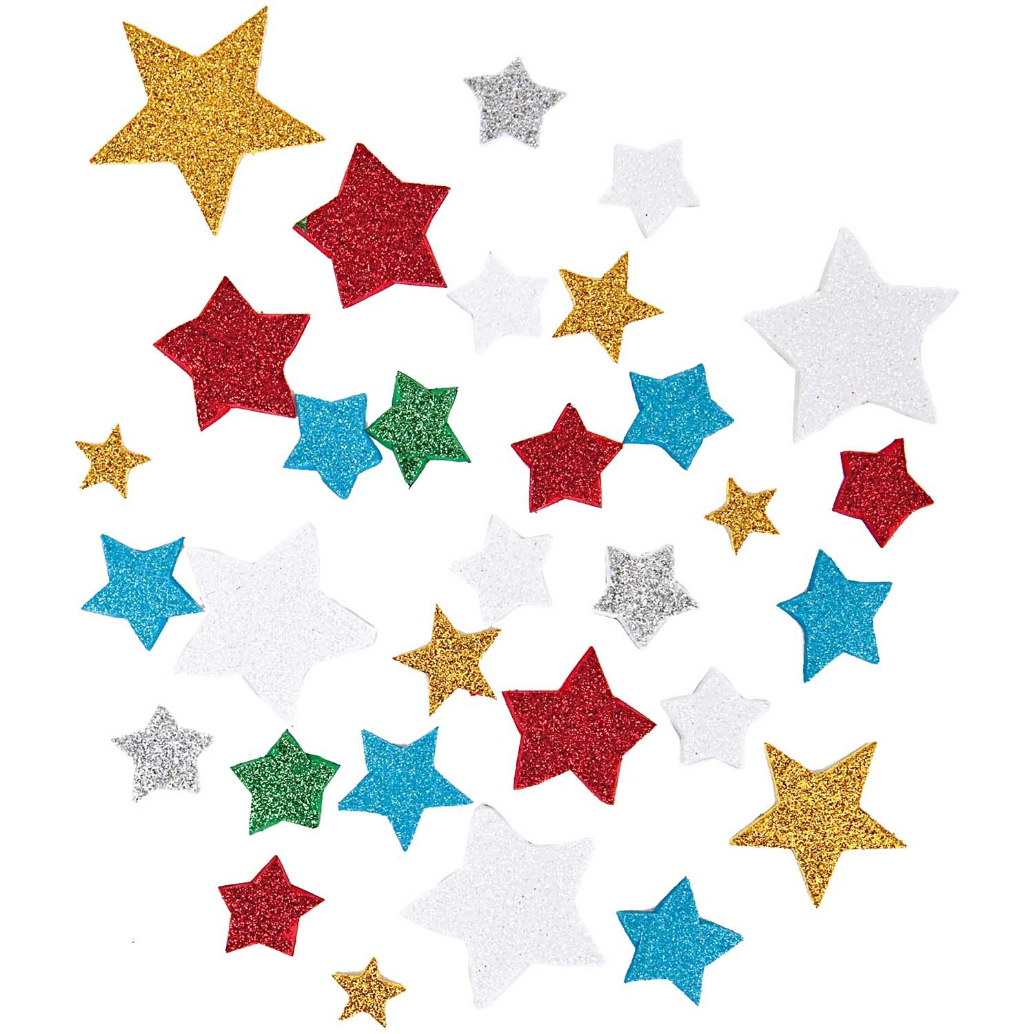 Moosgummi Sterne Glitter selbstklebend