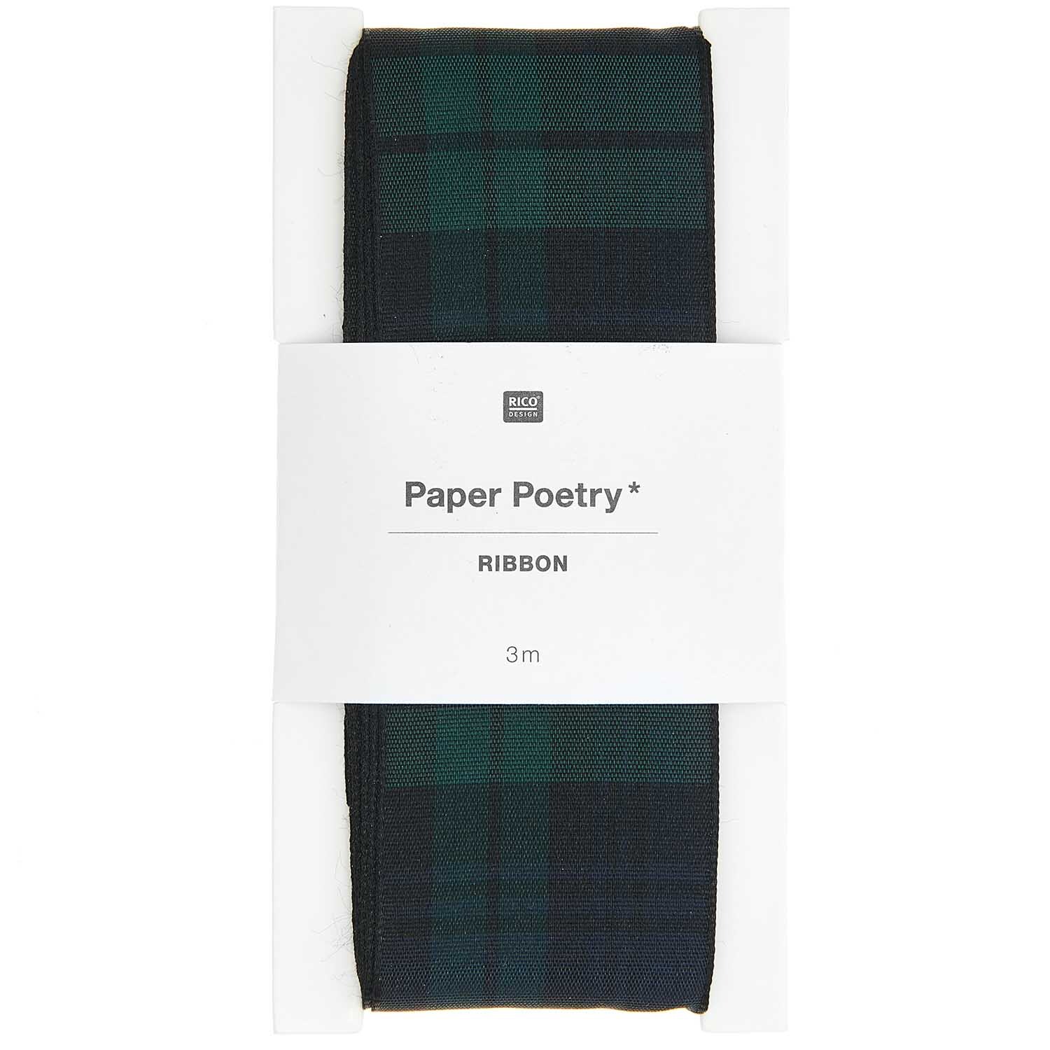 Paper Poetry Karoband grün-schwarz 38mm 3m