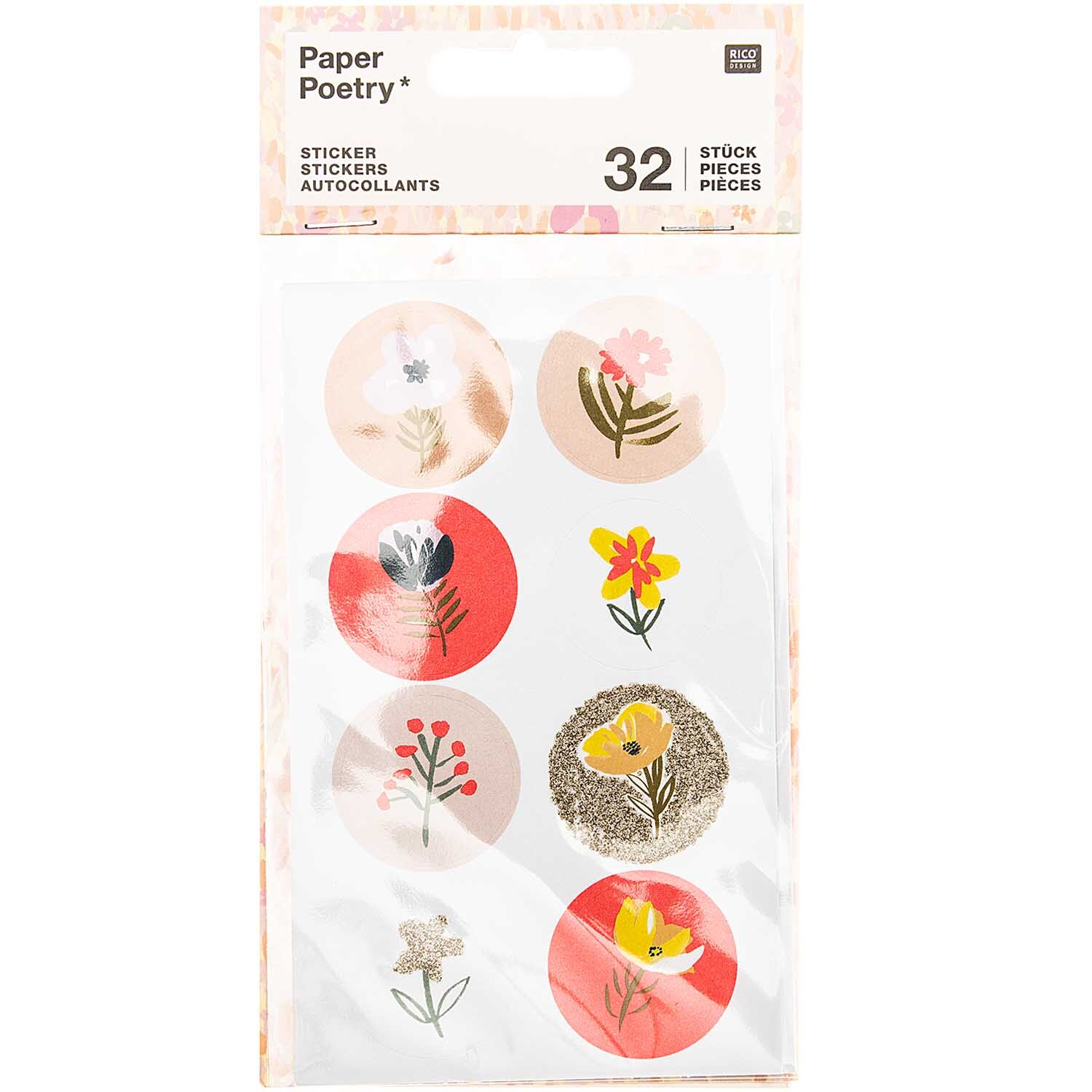Paper Poetry Sticker Crafted Nature rosa 32 Stück
