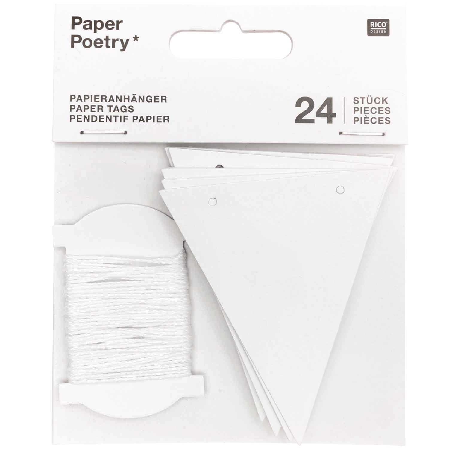 Papierwimpel weiß 6,5x7,5cm 24 Stück