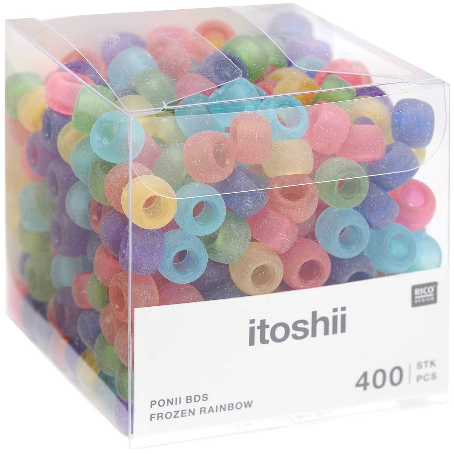 itoshii - Ponii Beads frozen Regenbogen 9x6mm 400 Stück