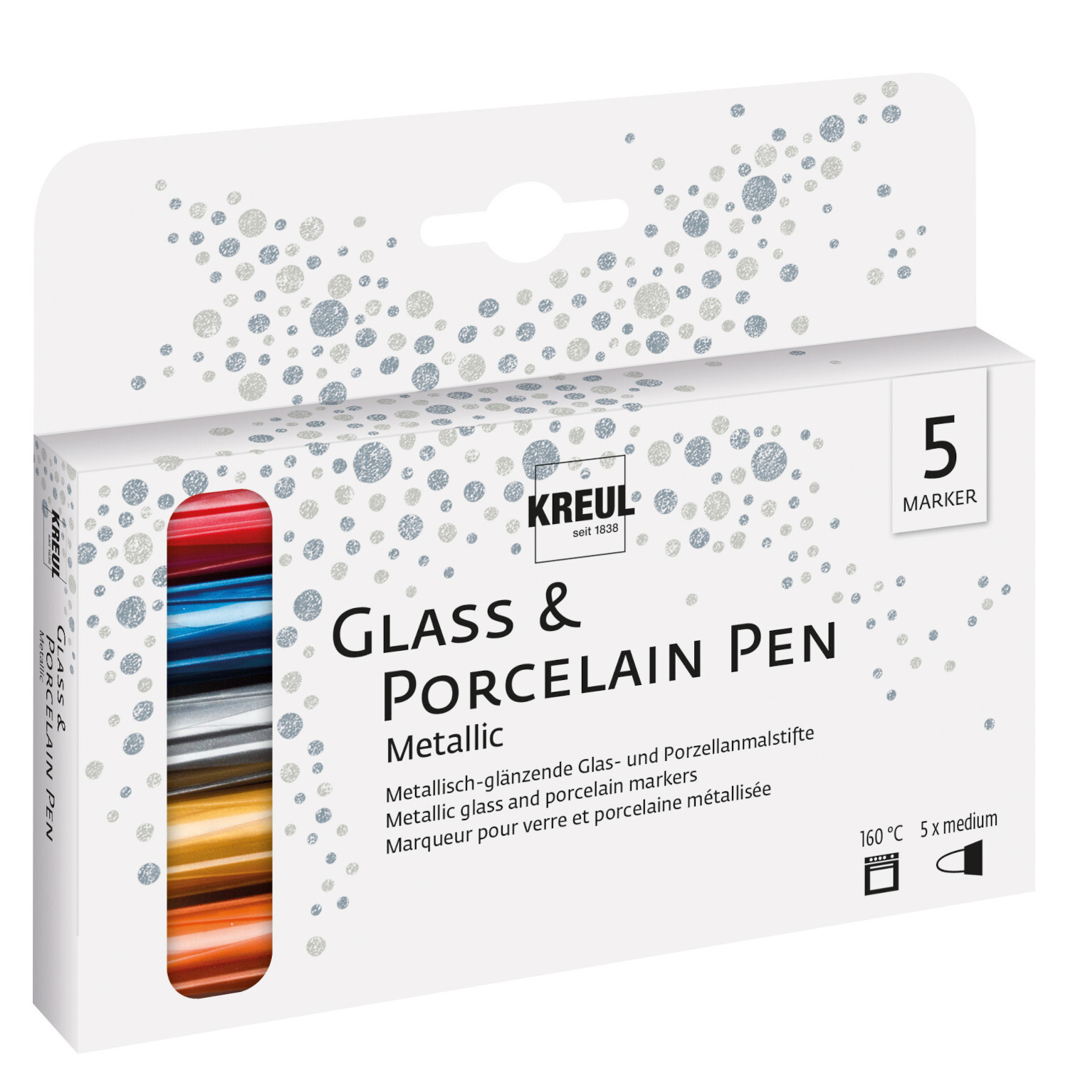 KREUL Glass & Porcelain Pen Metallic medium Set