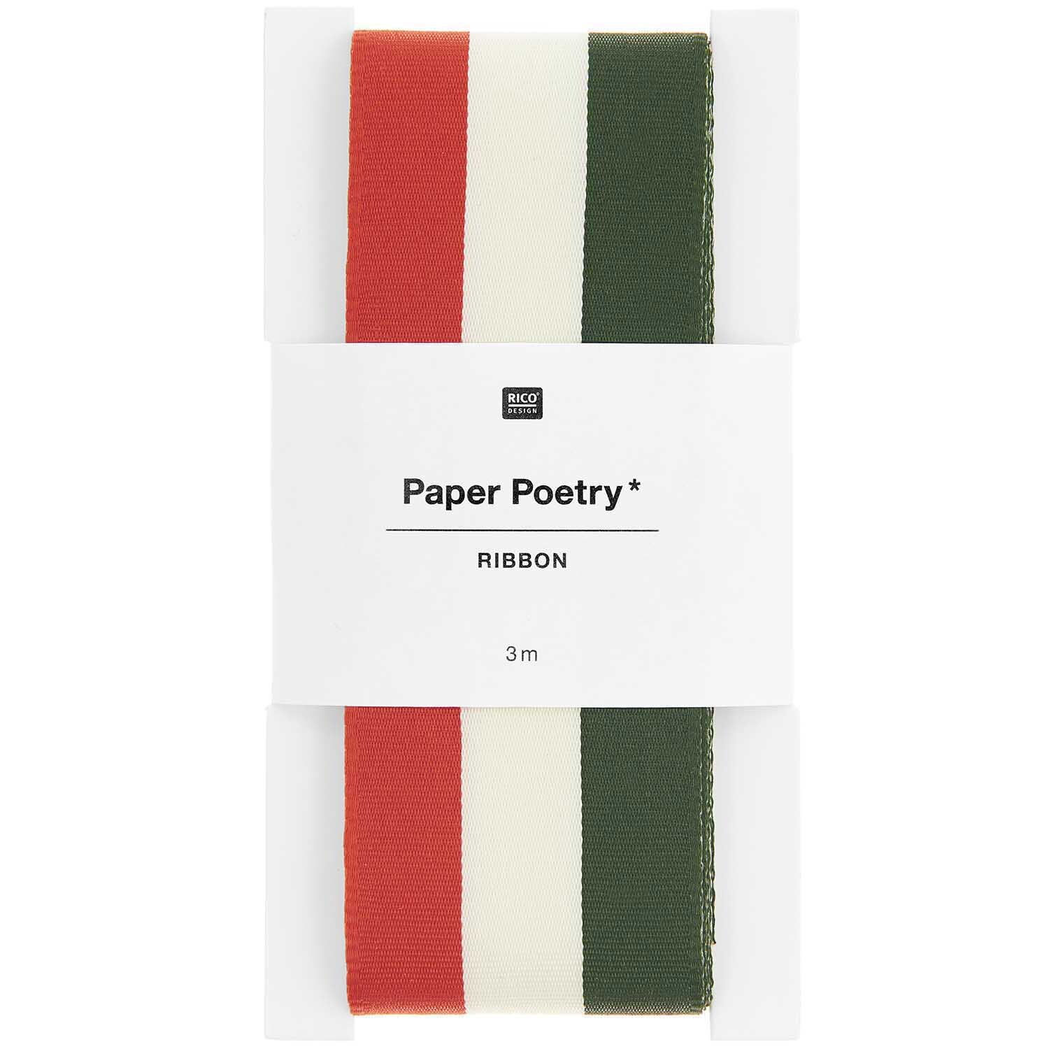 Paper Poetry Webband Streifen 38mm 3m rot-weiß-grün