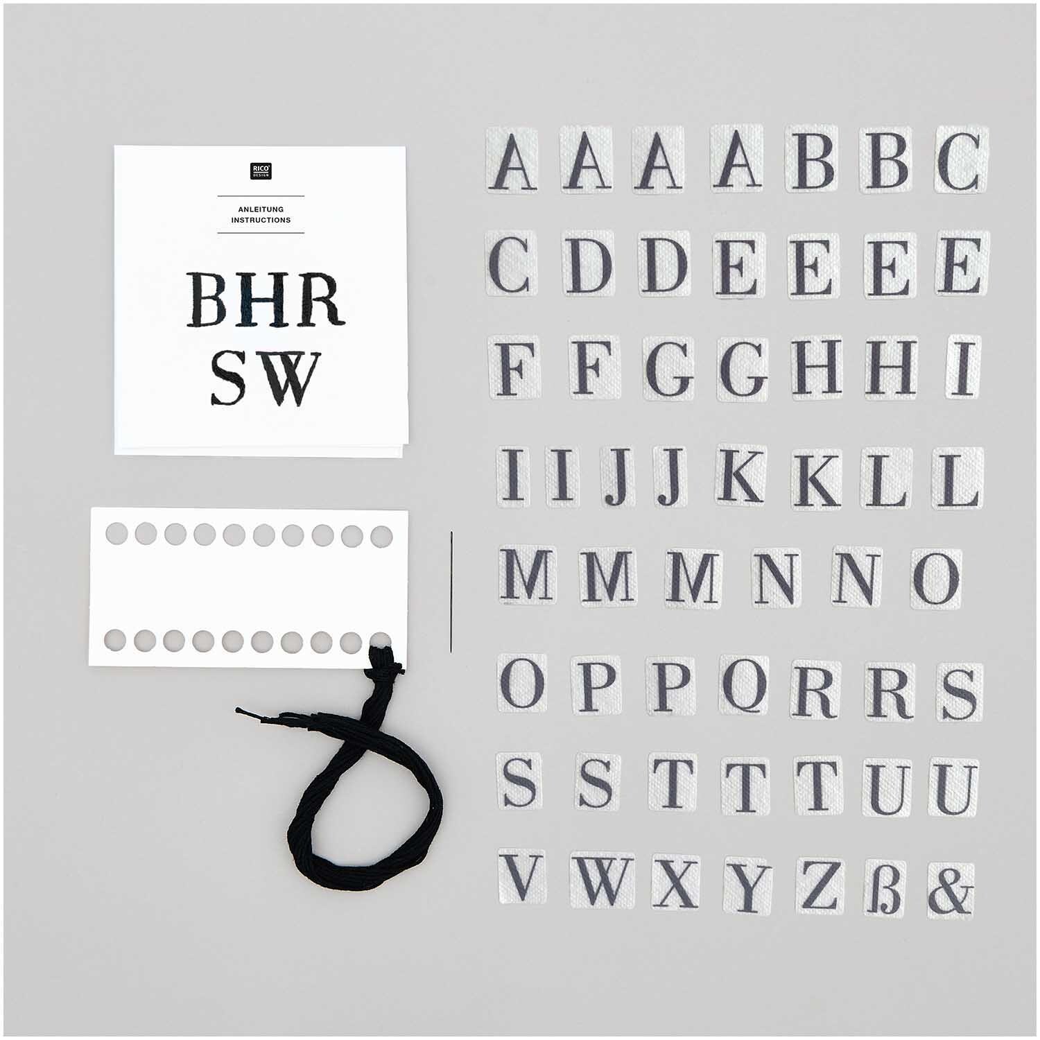 Stick and Stitch Stickpackung Alphabet vorgezeichnet Schwarz