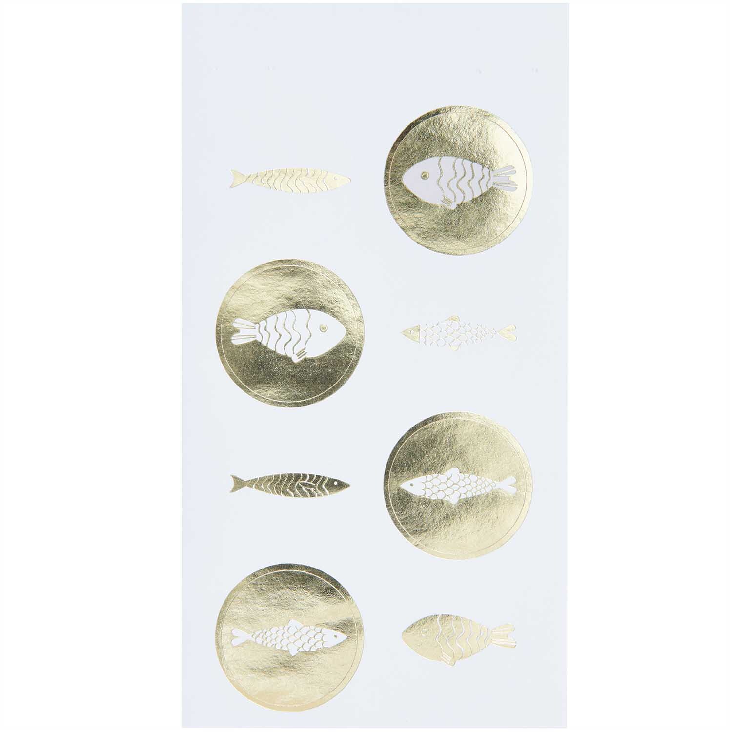 Paper Poetry Sticker Fische weiß-gold 4 Blatt