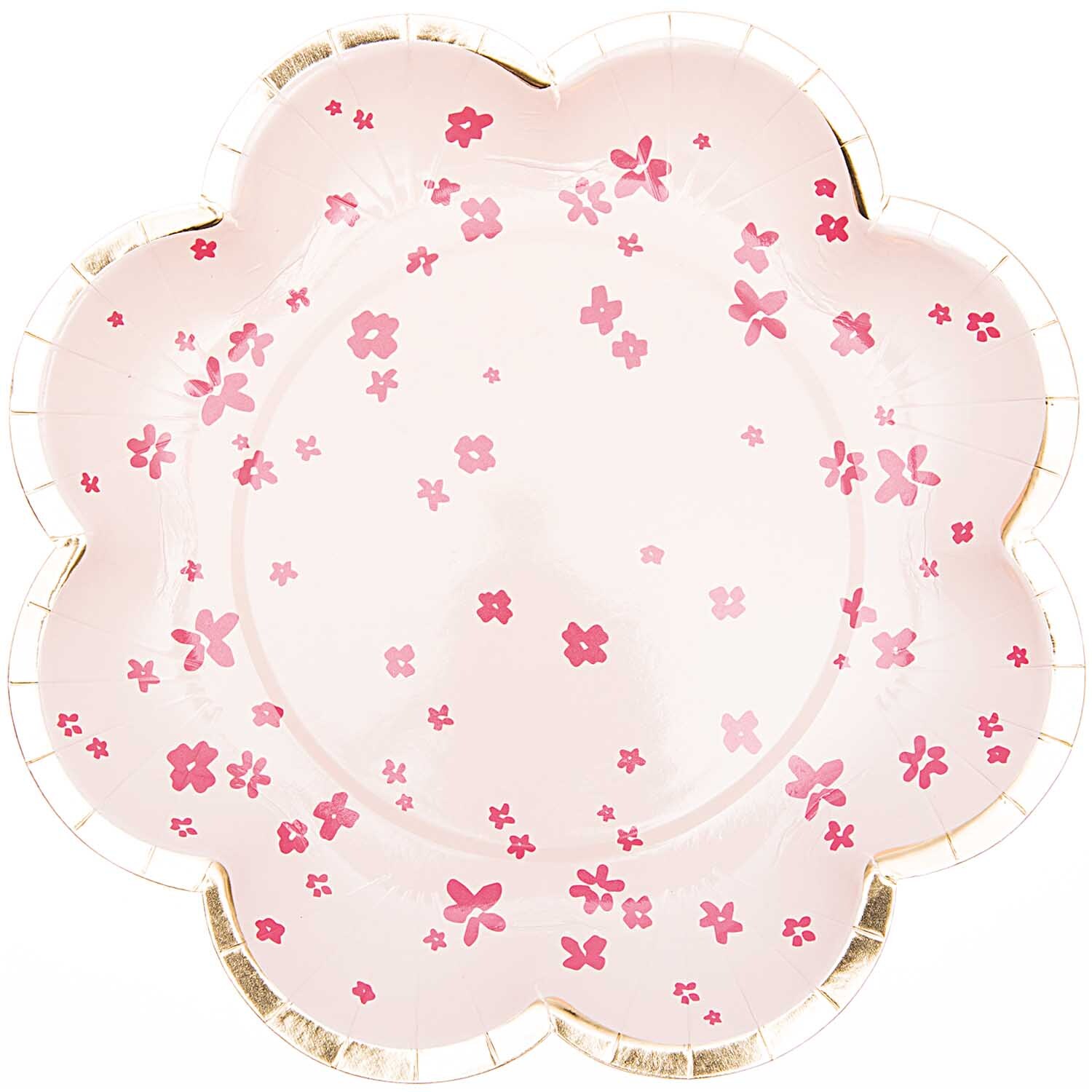Pappteller Blume Blüten rosa 21cm 12 Stück