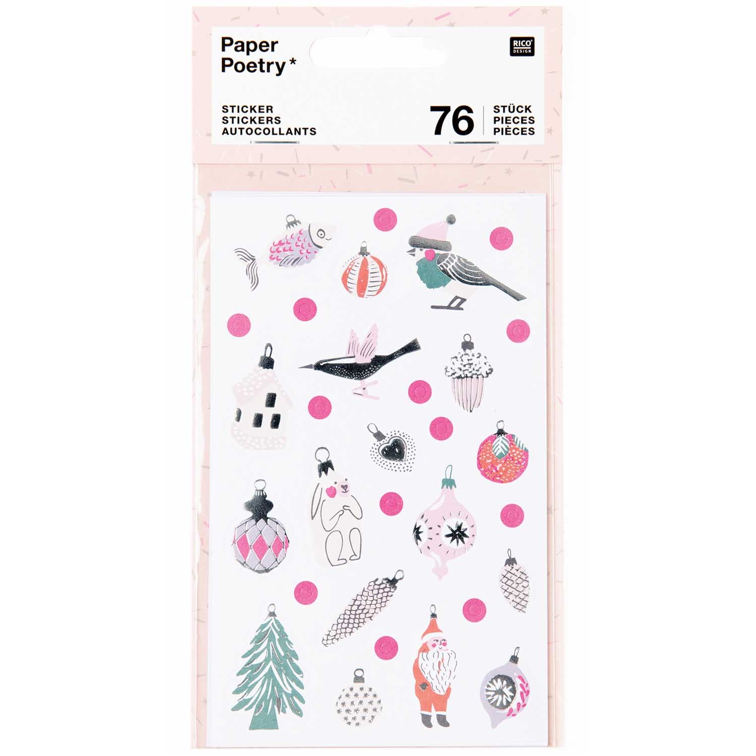 Paper Poetry Sticker Nostalgic Christmas pastell 76 Stück