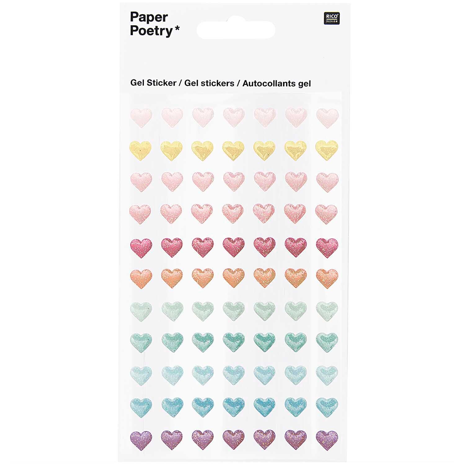 Paper Poetry Gelsticker Herzen Glitter