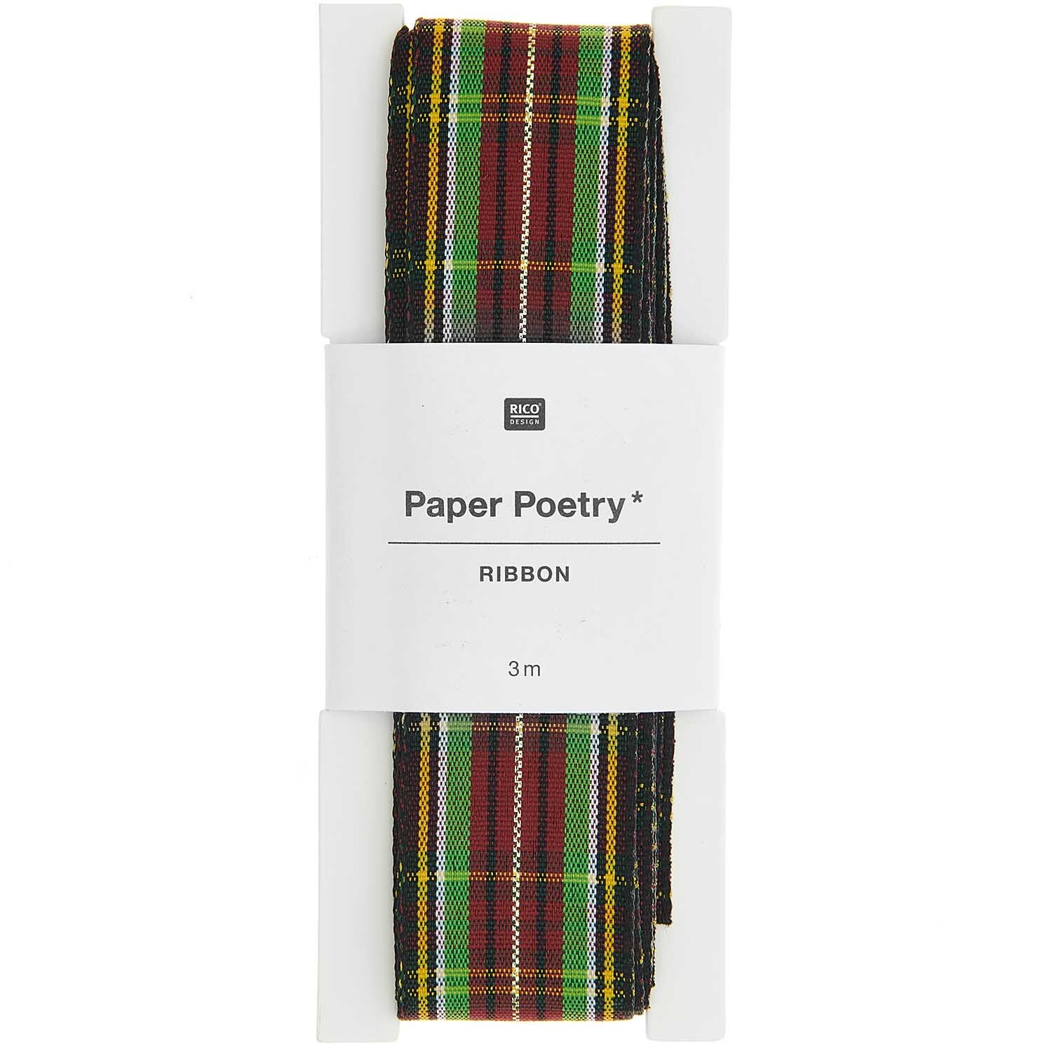 Paper Poetry Karoband schwarz-gelb-grün-rot 25mm 3m