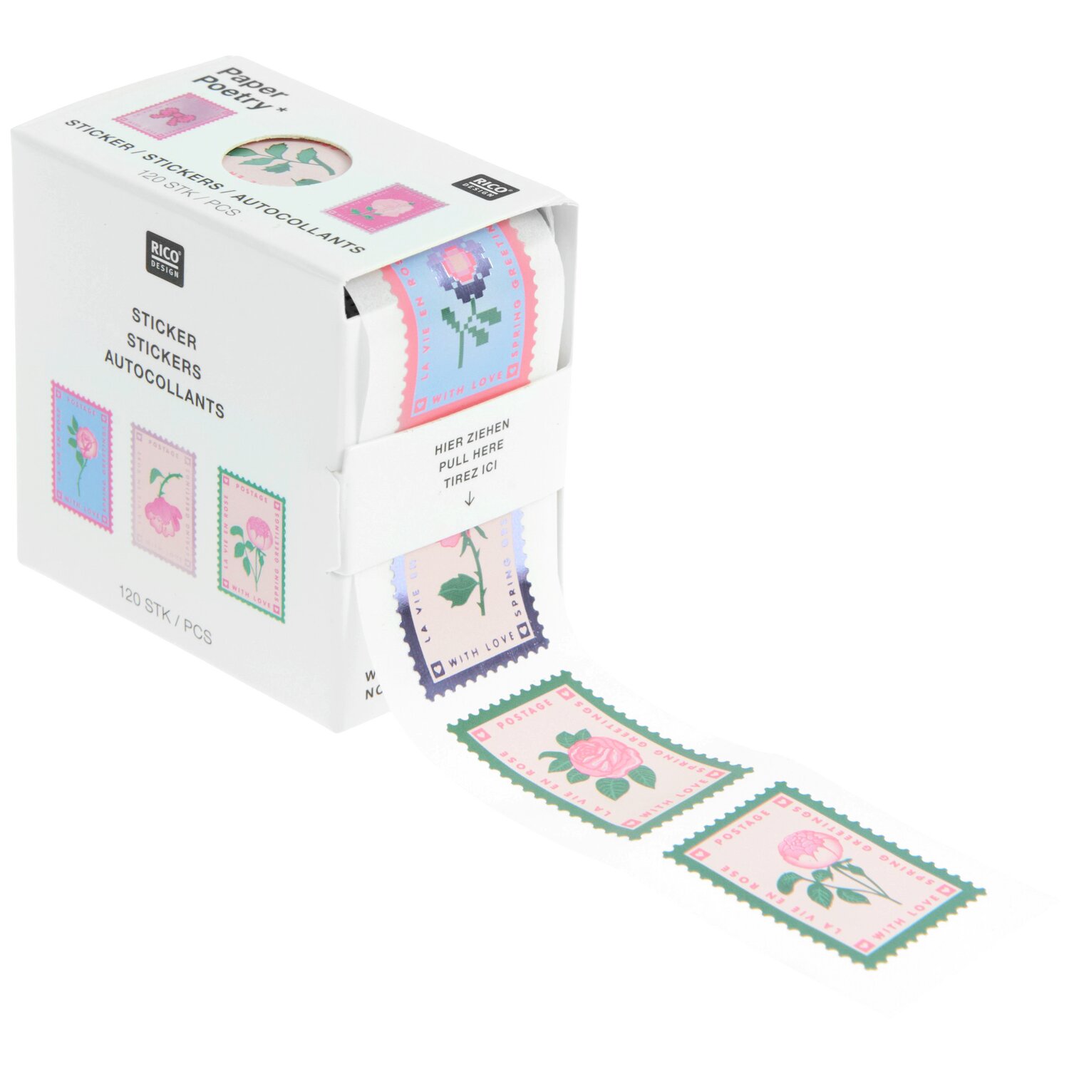 Rico Design Paper Poetry Mini-Sticker La Vie en Rose Briefmarken