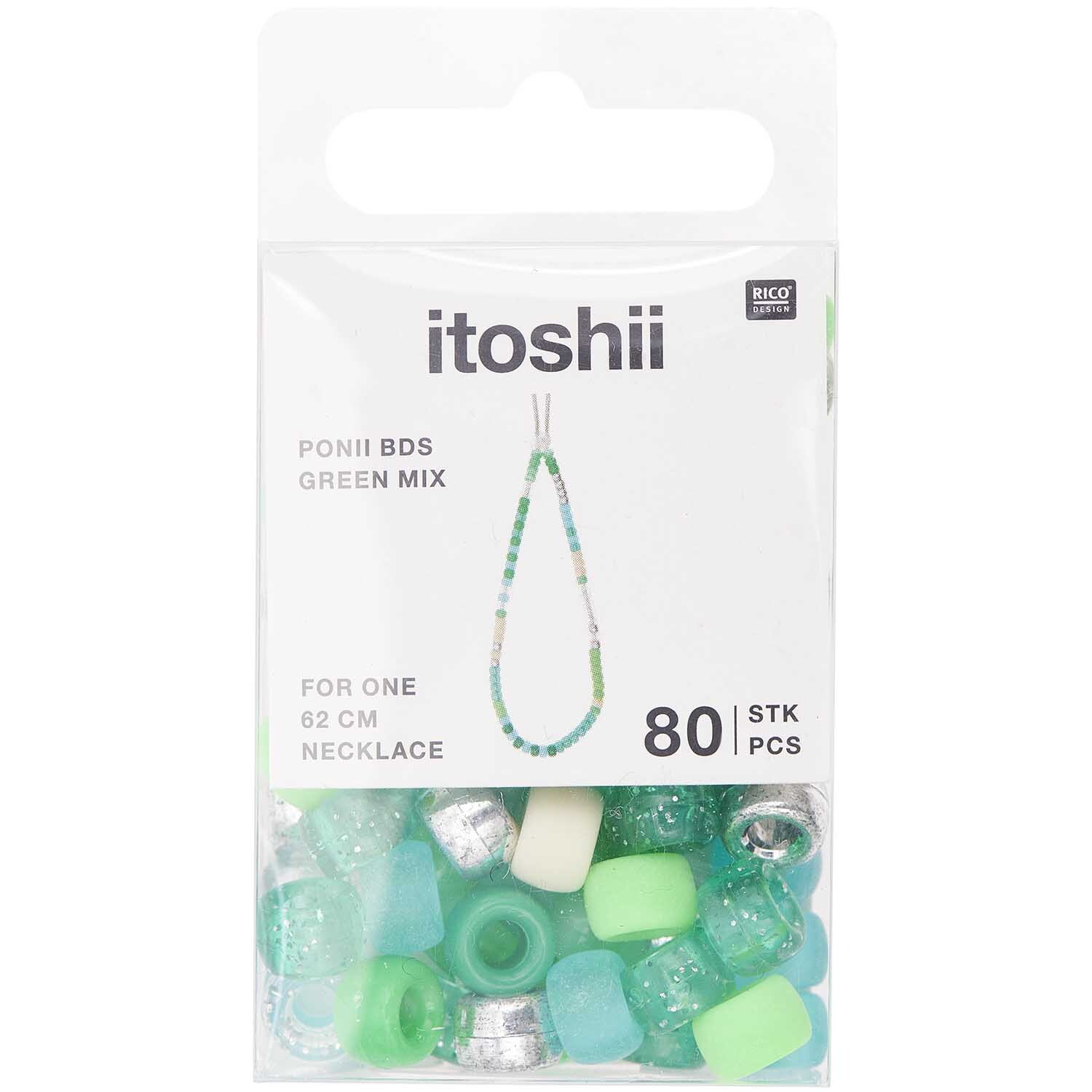 itoshii - Ponii Beads Grün Mix 9x6mm 80 Stück