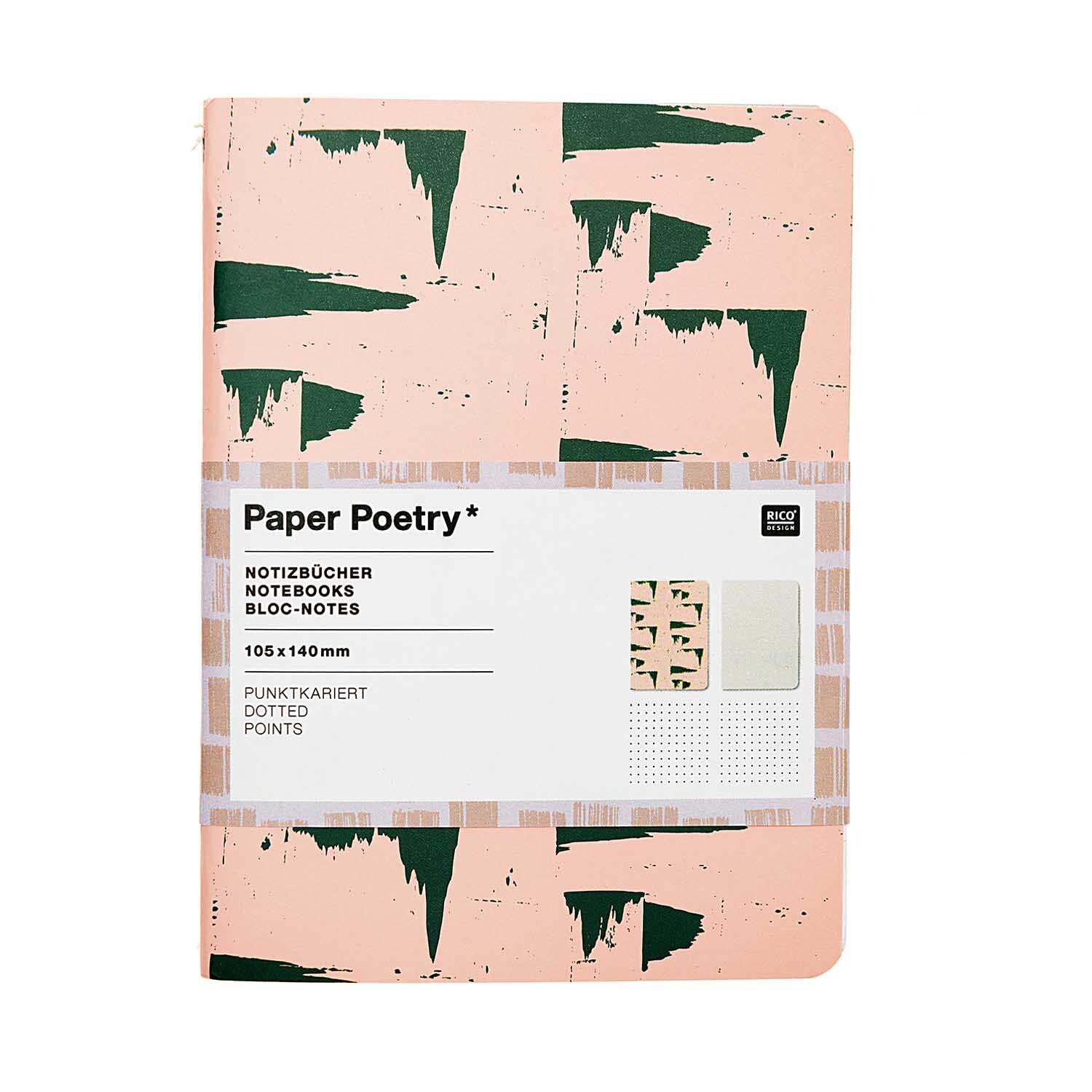 Paper Poetry Notizbücher rosa-grau A6 punktkariert 40 Seiten 2 Stück