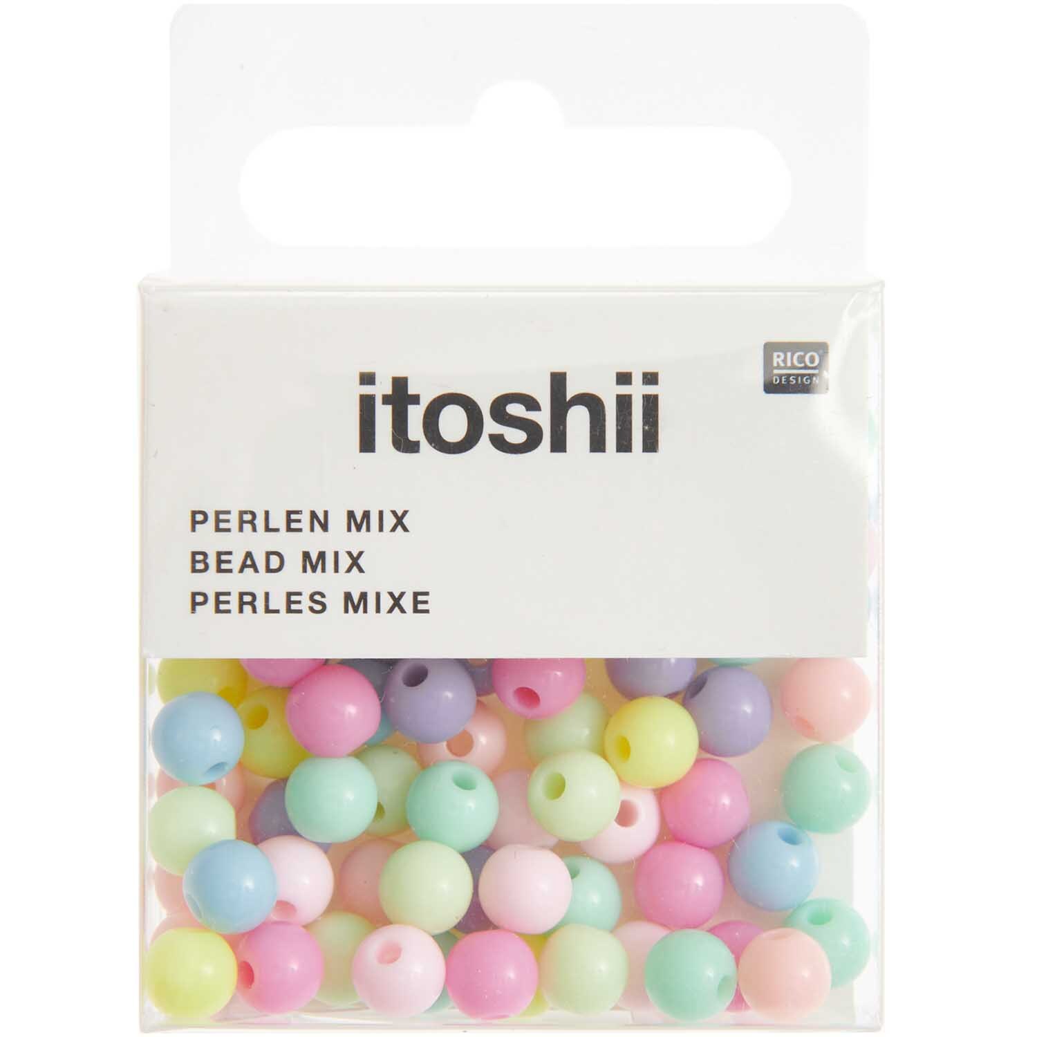 itoshii Kunststoffperlen rainbow pastell Mix 6mm 80 Stück