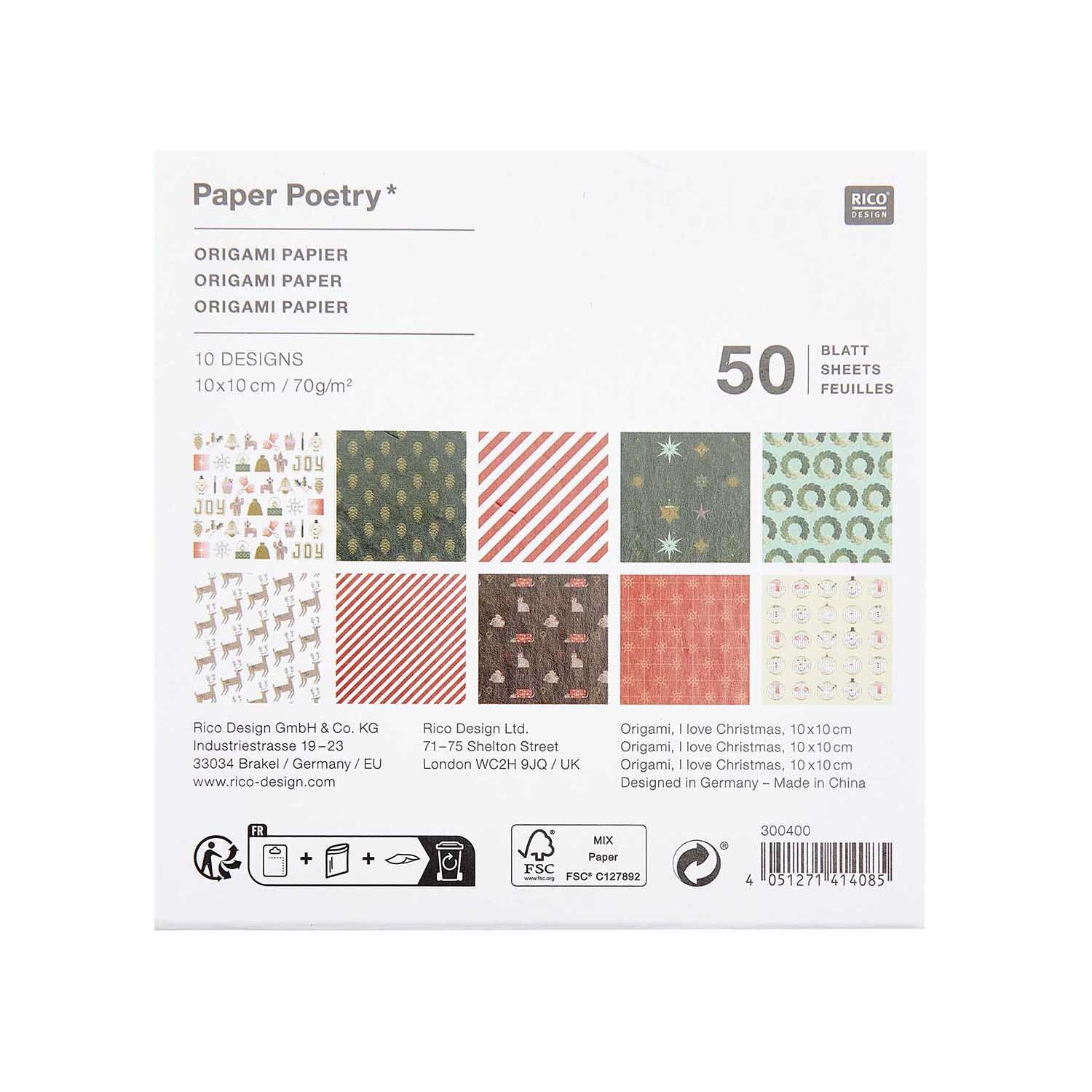 Paper Poetry Origami I love Christmas 50 Blatt