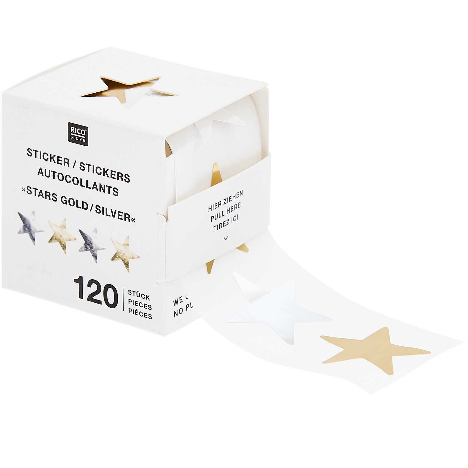 Paper Poetry Sticker Sterne Gold-Silber Ø 2,5cm 120 Stück auf der Rolle