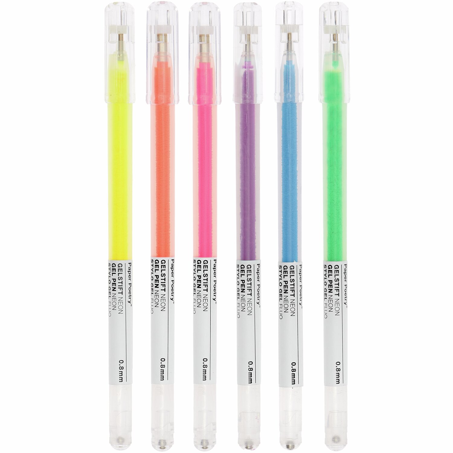Rico Design Paper Poetry Gelstifte Neon mehrfarbig 0,8mm 6 Stück Multicolored