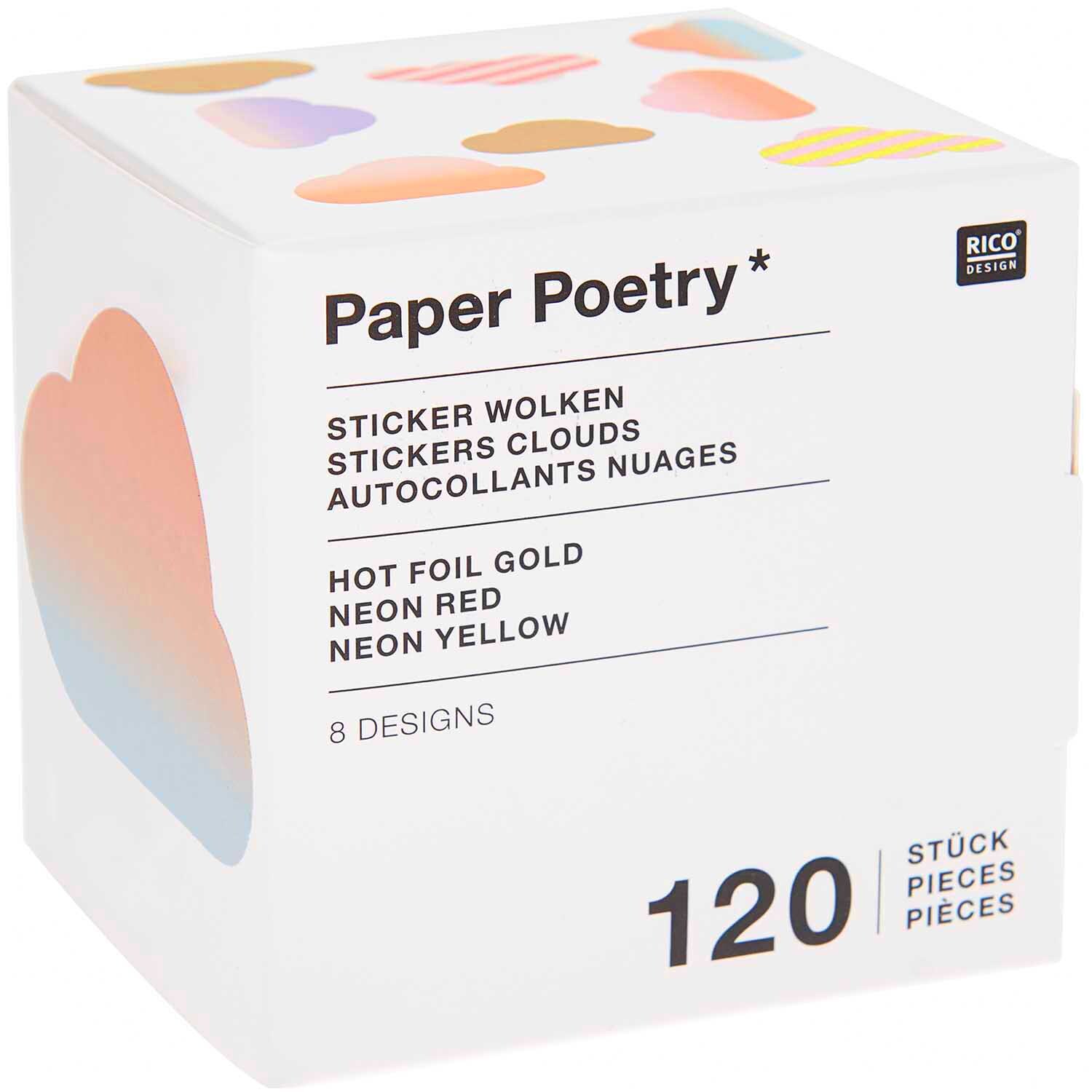 Paper Poetry Sticker Wolken 5,5cm 120 Stück auf der Rolle