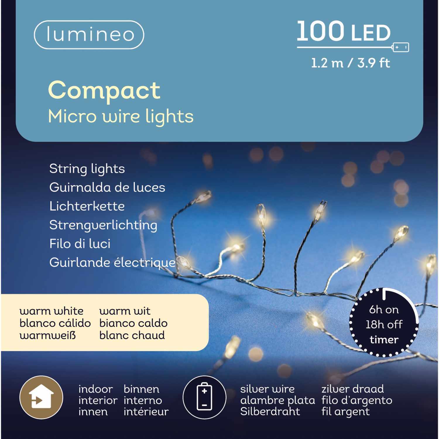 LED-Lichterkette 1,2m warmweiß