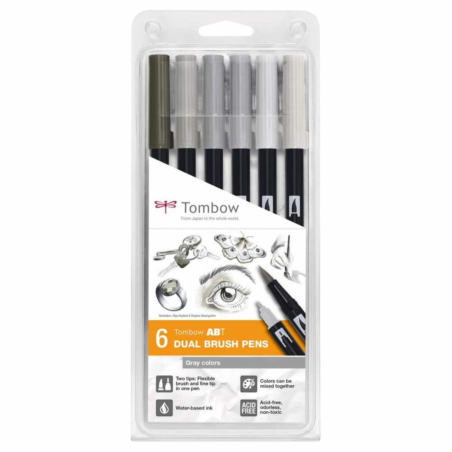 ABT Dual Brush Pen-Set Gray Colours 6teilig
