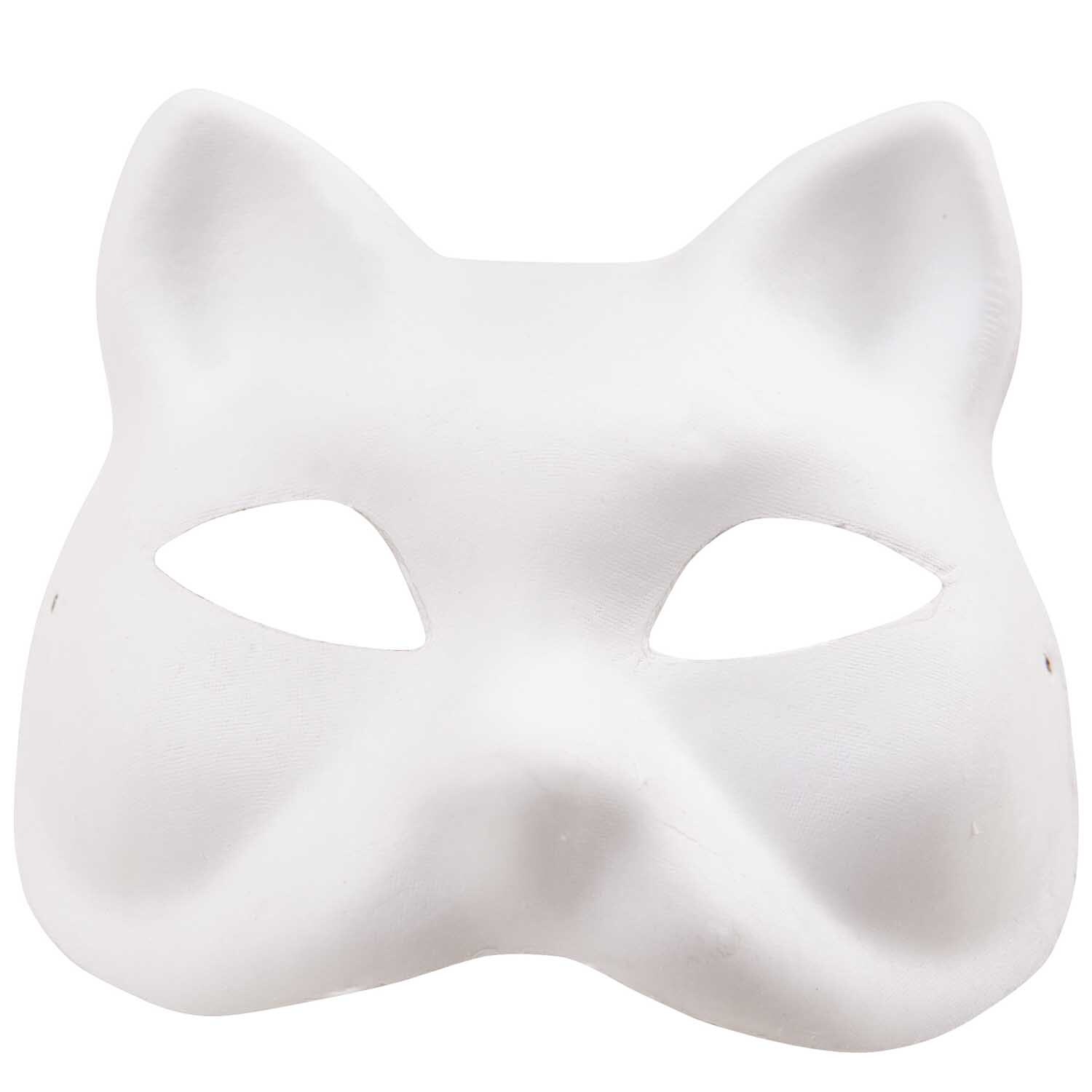 Maske Katzengesicht weiß 18x17cm