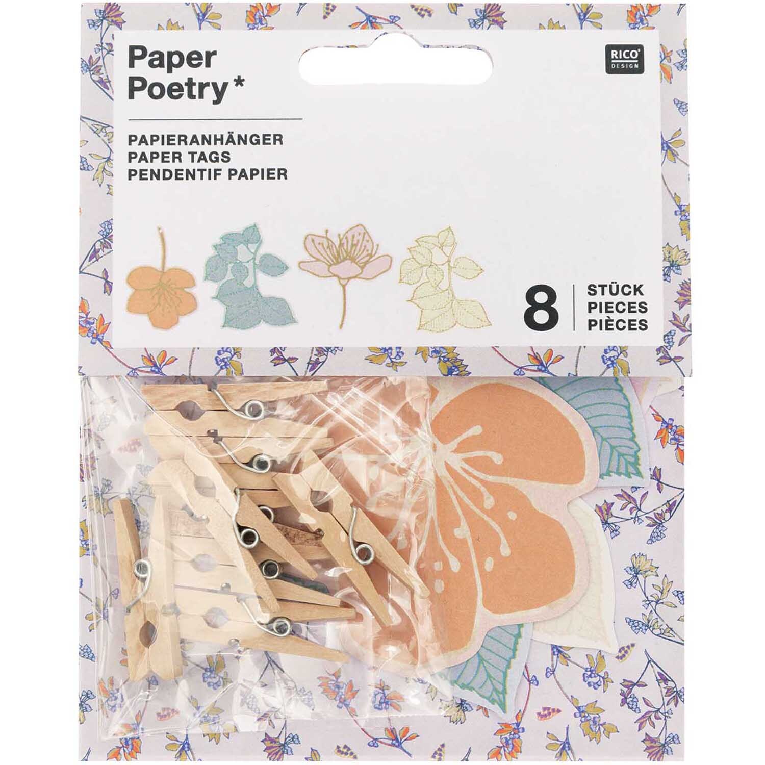Paper Poetry Papieranhänger Blüten 8 Stück