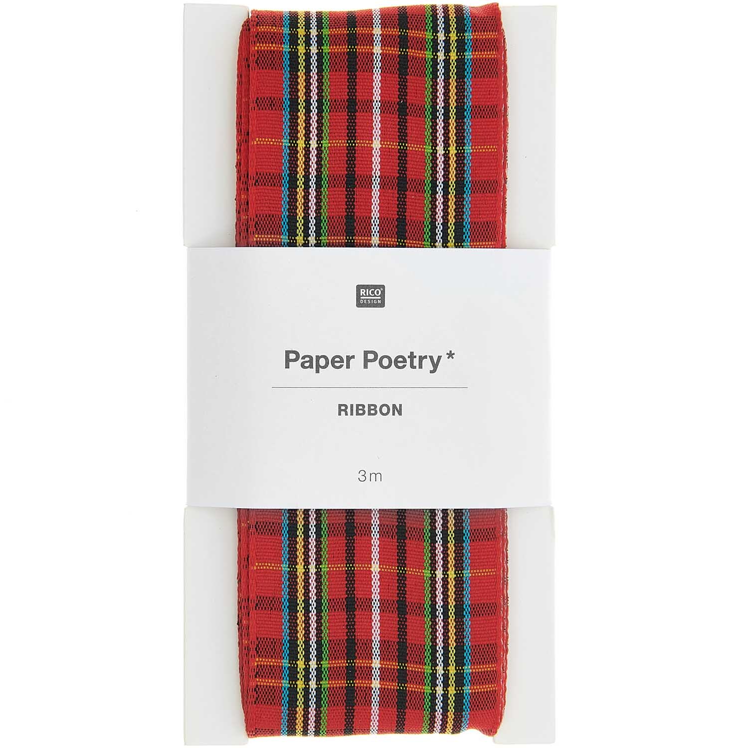 Paper Poetry Karoband rot-blau-gelb-grün 38mm 3m