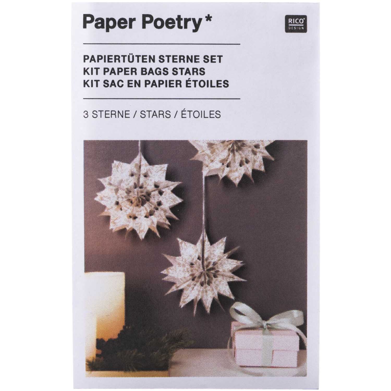Paper Poetry Bastelset Papiertüten-Sterne Jolly Christmas klein