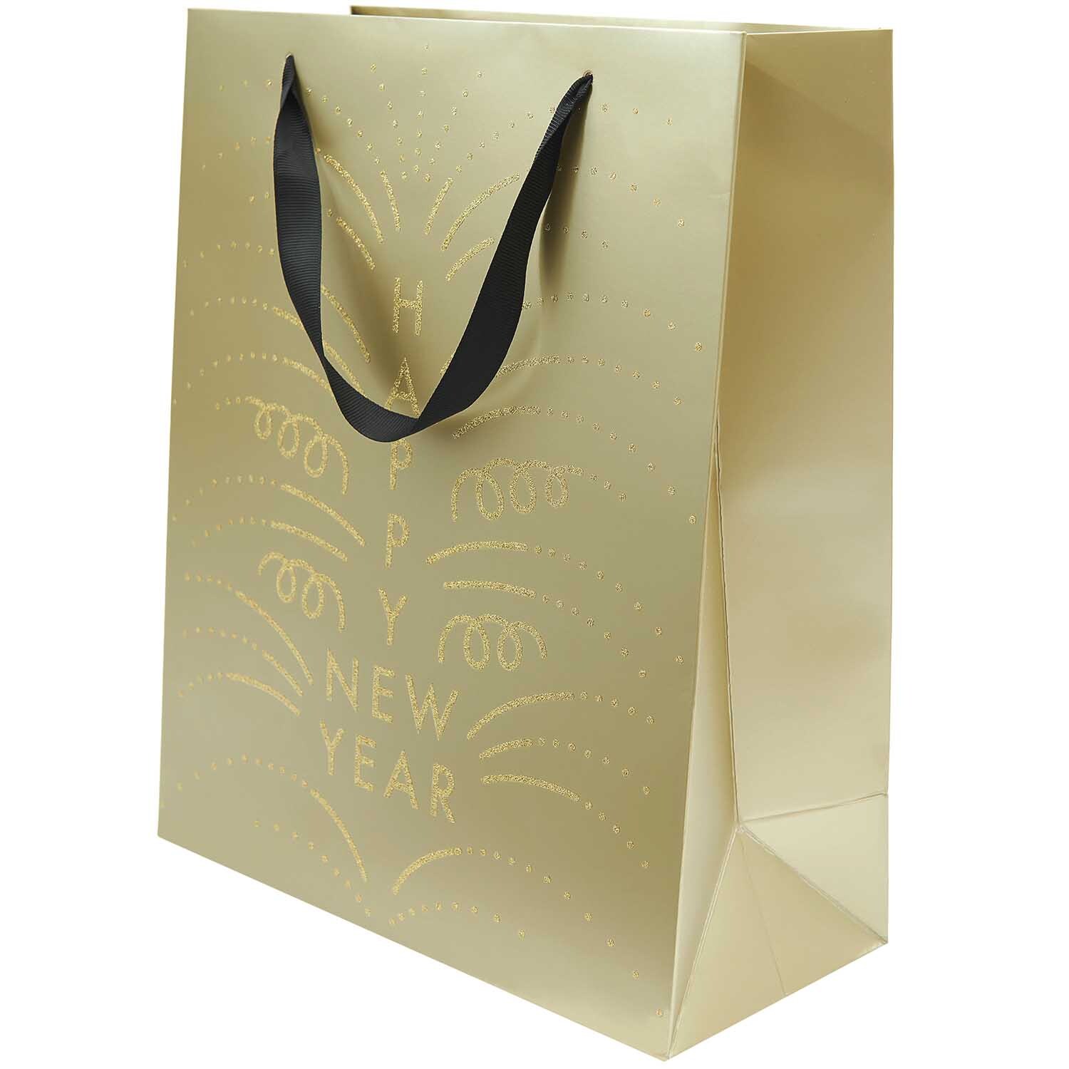 Paper Poetry Geschenktüte gold Happy New Year 26x32x12cm