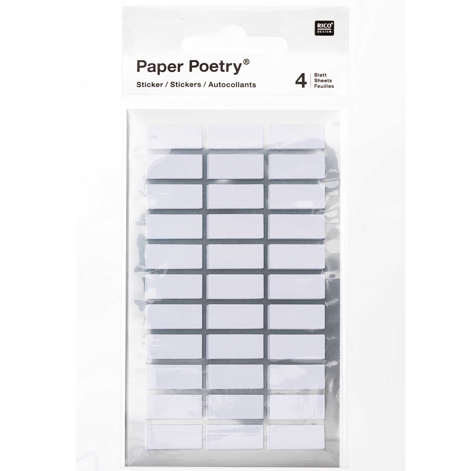 Paper Poetry Office Sticker Etiketten 18x8mm 4 Bogen