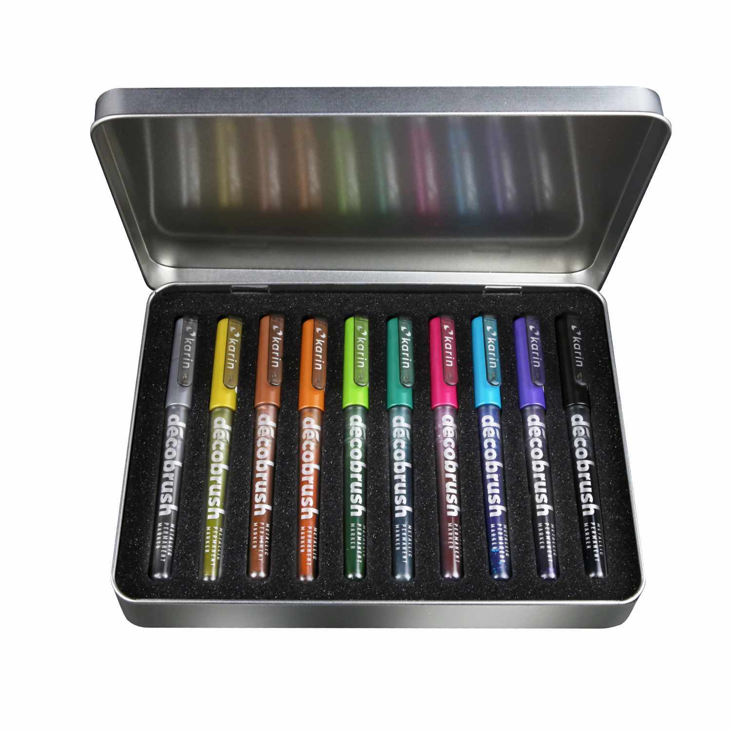 Deco Brush Metallic Marker Set 10 Farben Metall-Box