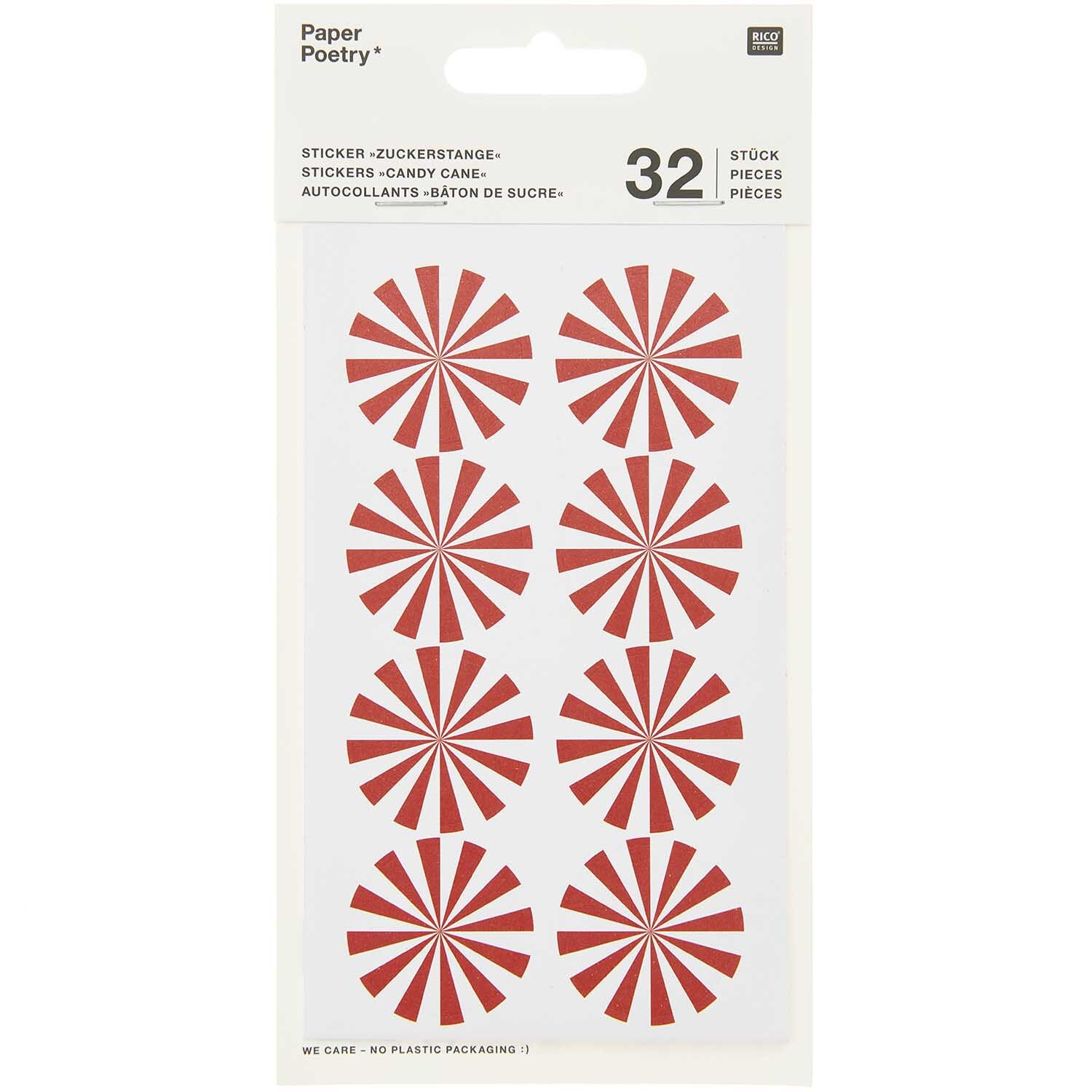 Paper Poetry Sticker Christmas rot-weiß 4 Blatt
