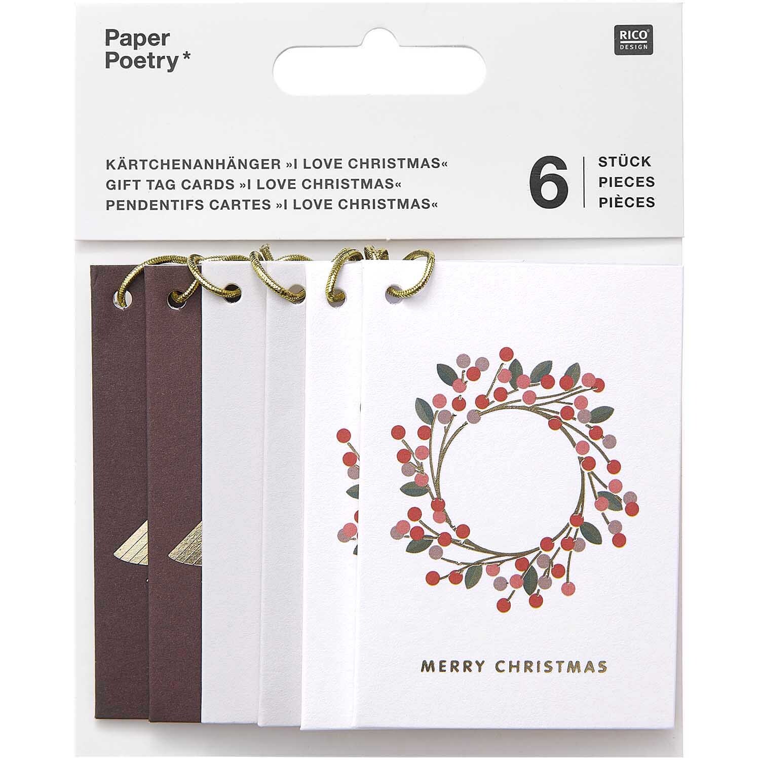 Paper Poetry Kärtchenanhänger Christmas rot 6 Stück