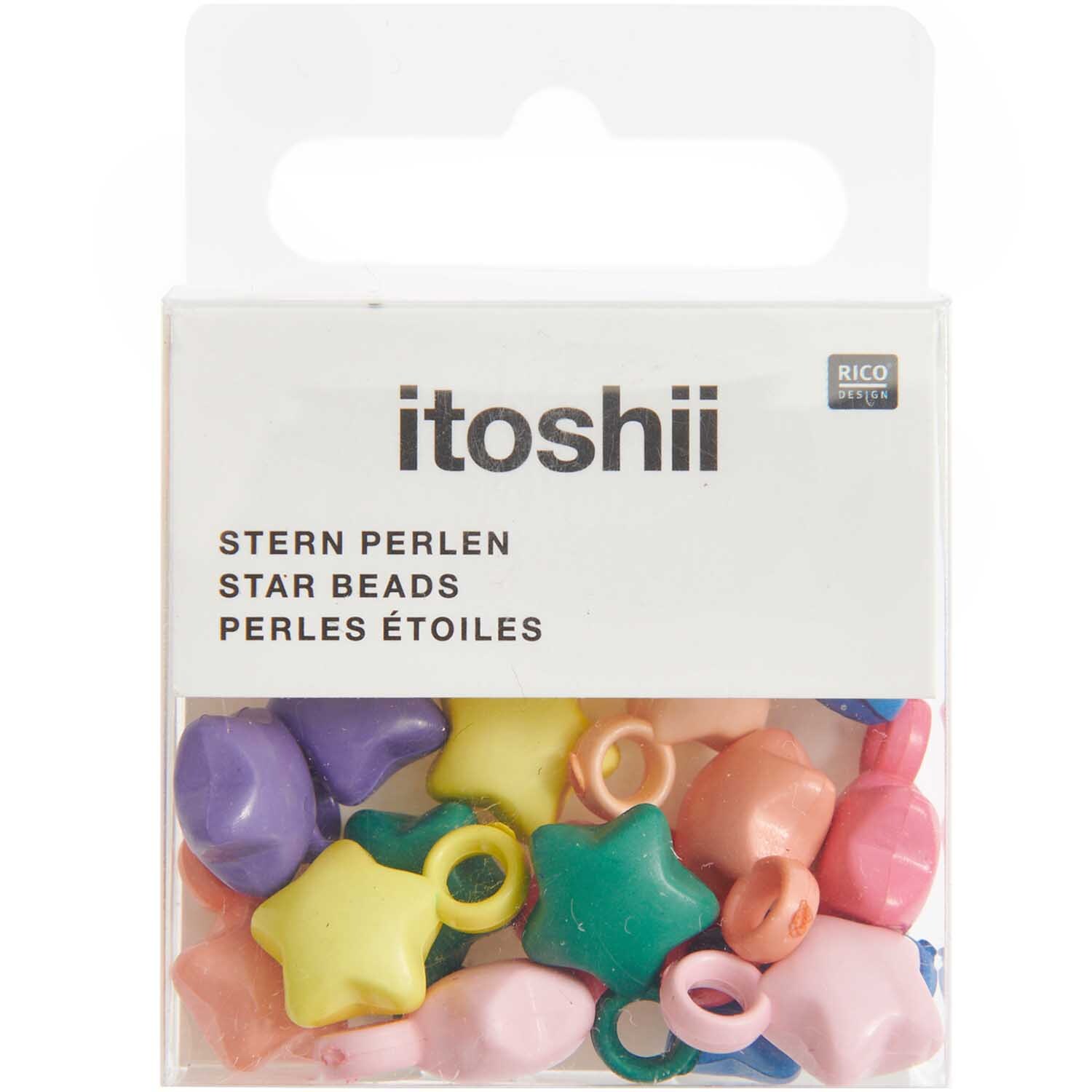 itoshii Stern Perlen mit Öse multicolor 18x21x10mm 16 Stück