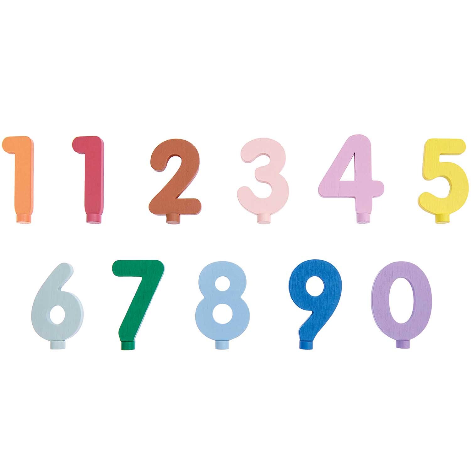 Zahlenset multicolour aus Kiefernholz 10teilig