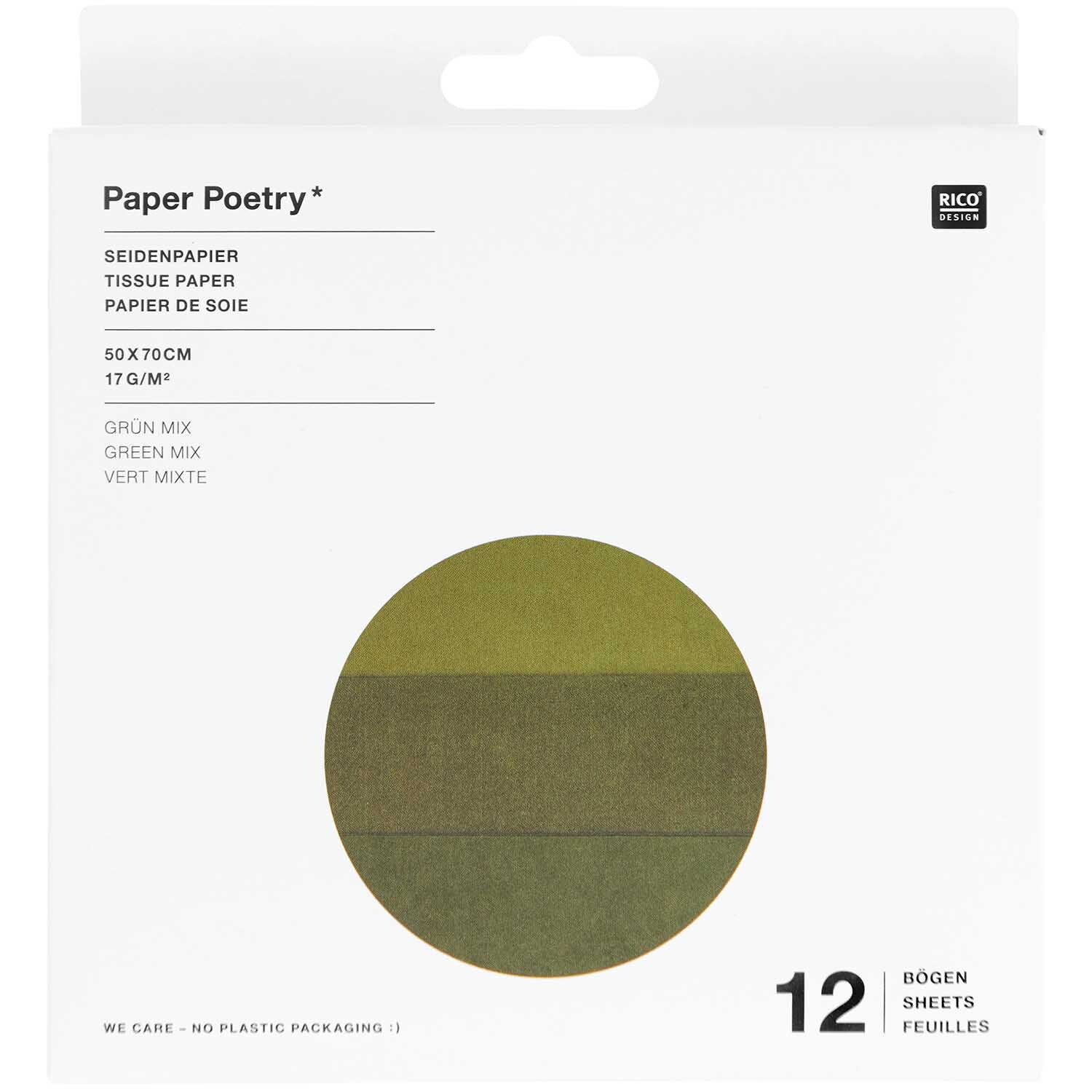 Paper Poetry Seidenpapier grün sortiert 50x70cm 12 Bögen