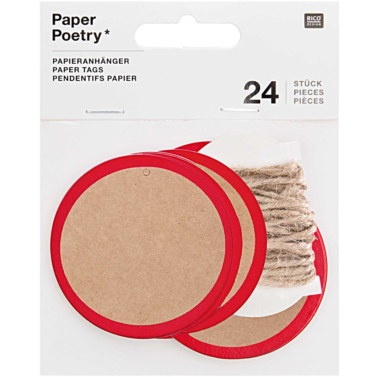Paper Poetry Papieranhänger Kreis mit Hot Foil 6cm 24 Stück