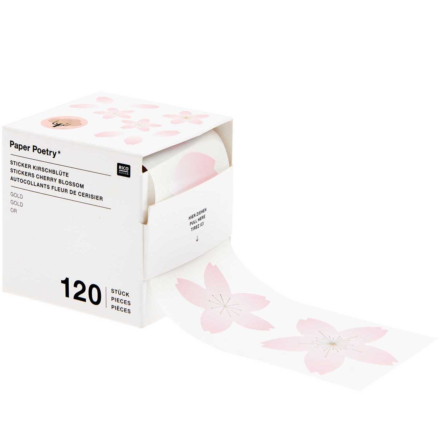 Paper Poetry Sticker Blütenblätter 5cm 120 Stück auf der Rolle Hot Foil