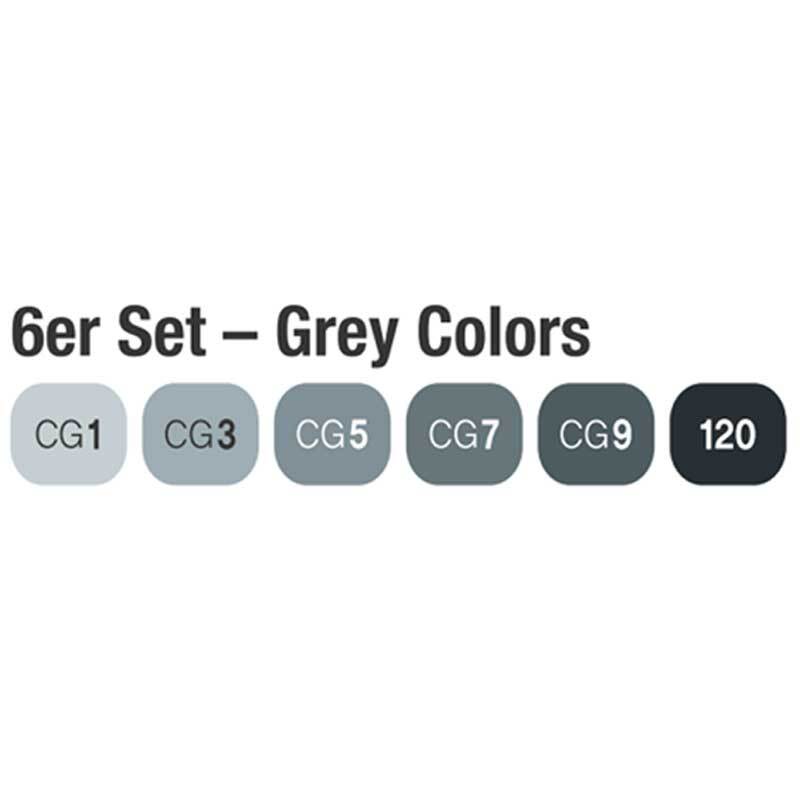 Twin Brush Marker Grey Colors 6teilig