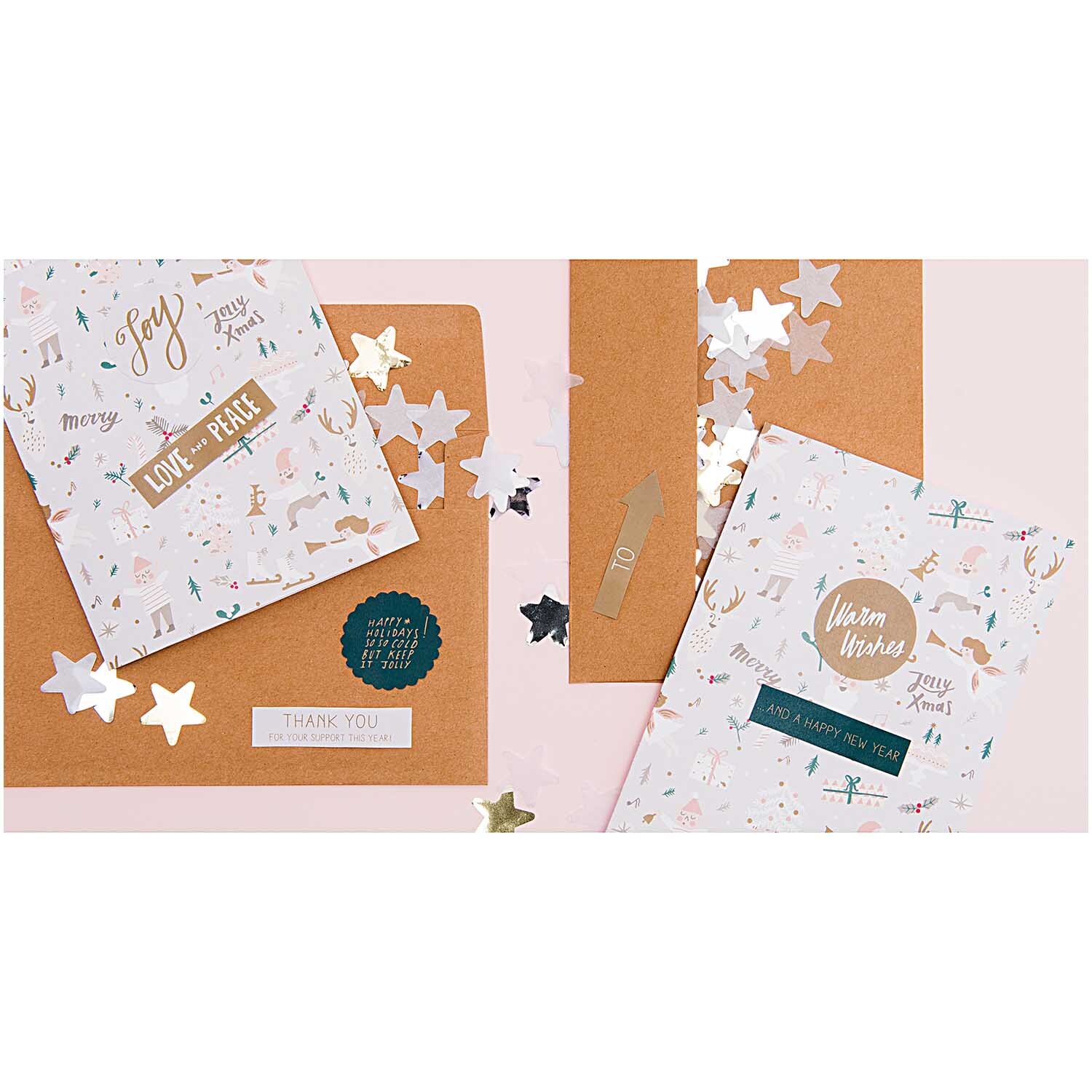Paper Poetry Grußkartenset Jolly Christmas Pastell