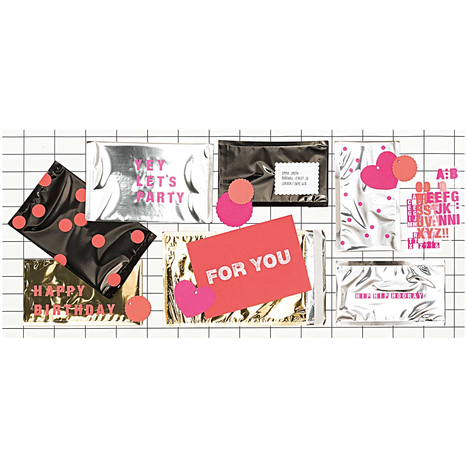 Paper Poetry Office Sticker Buchstaben pink-weiß 4 Bogen