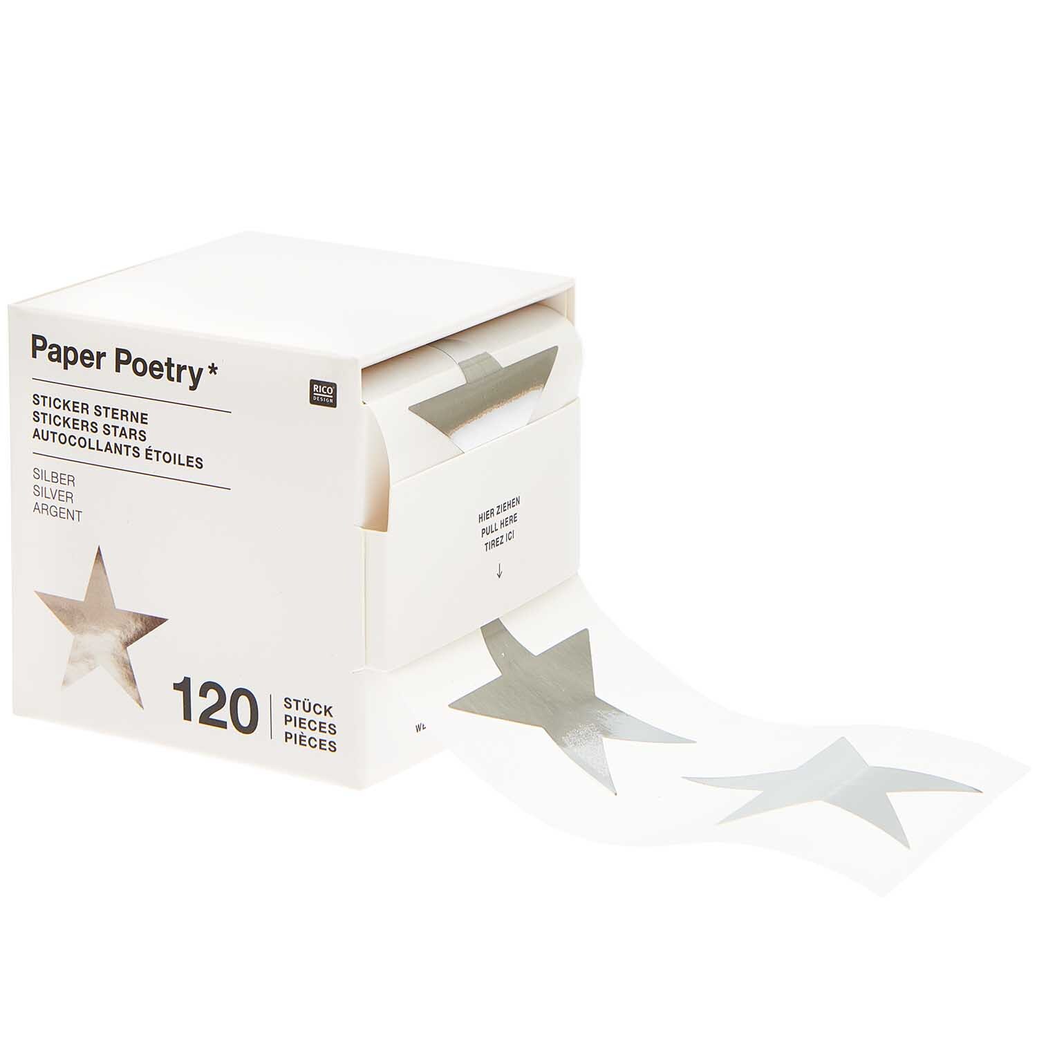 Paper Poetry Sticker Sterne 5cm 120 Stück auf der Rolle Hot Foil