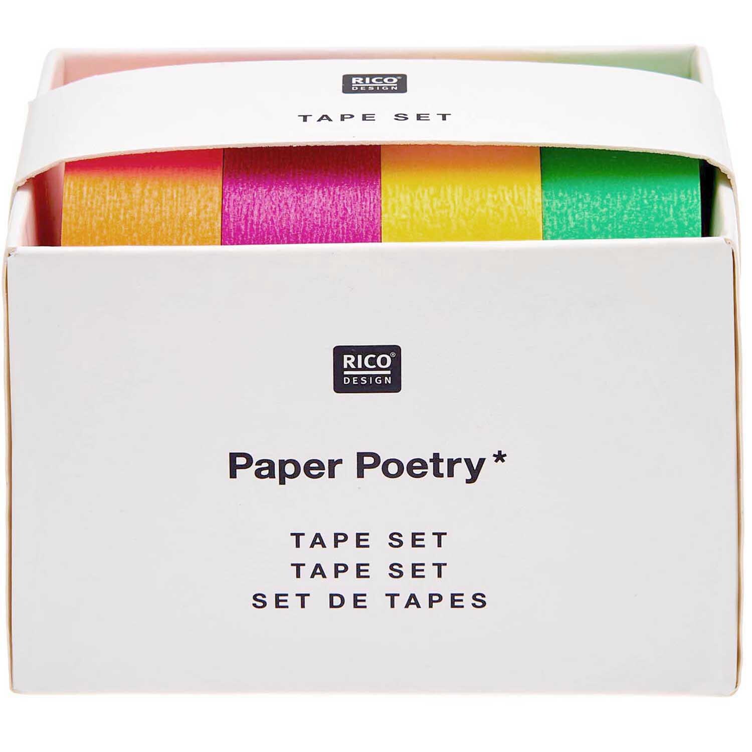 Paper Poetry Tape Set Neon klassisch 15mm 10m 4teilig