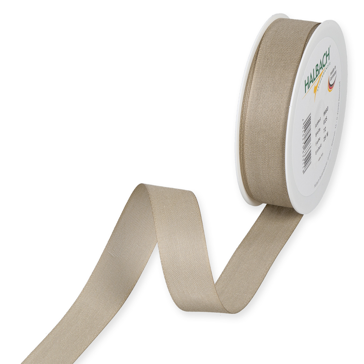 Halbach Dekoband in Baumwolloptik 25mm 5m Grau-Braun