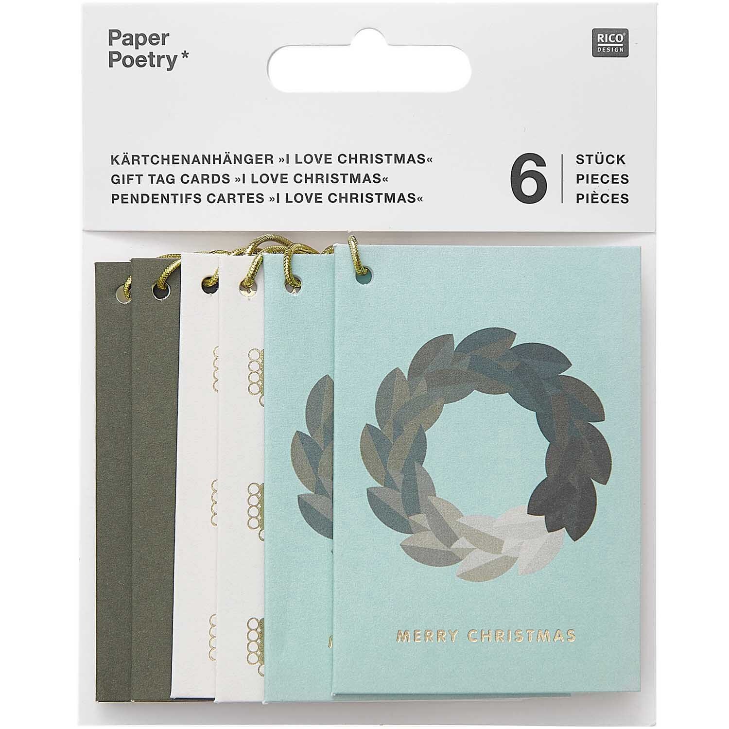 Paper Poetry Kärtchenanhänger Christmas grün 6 Stück