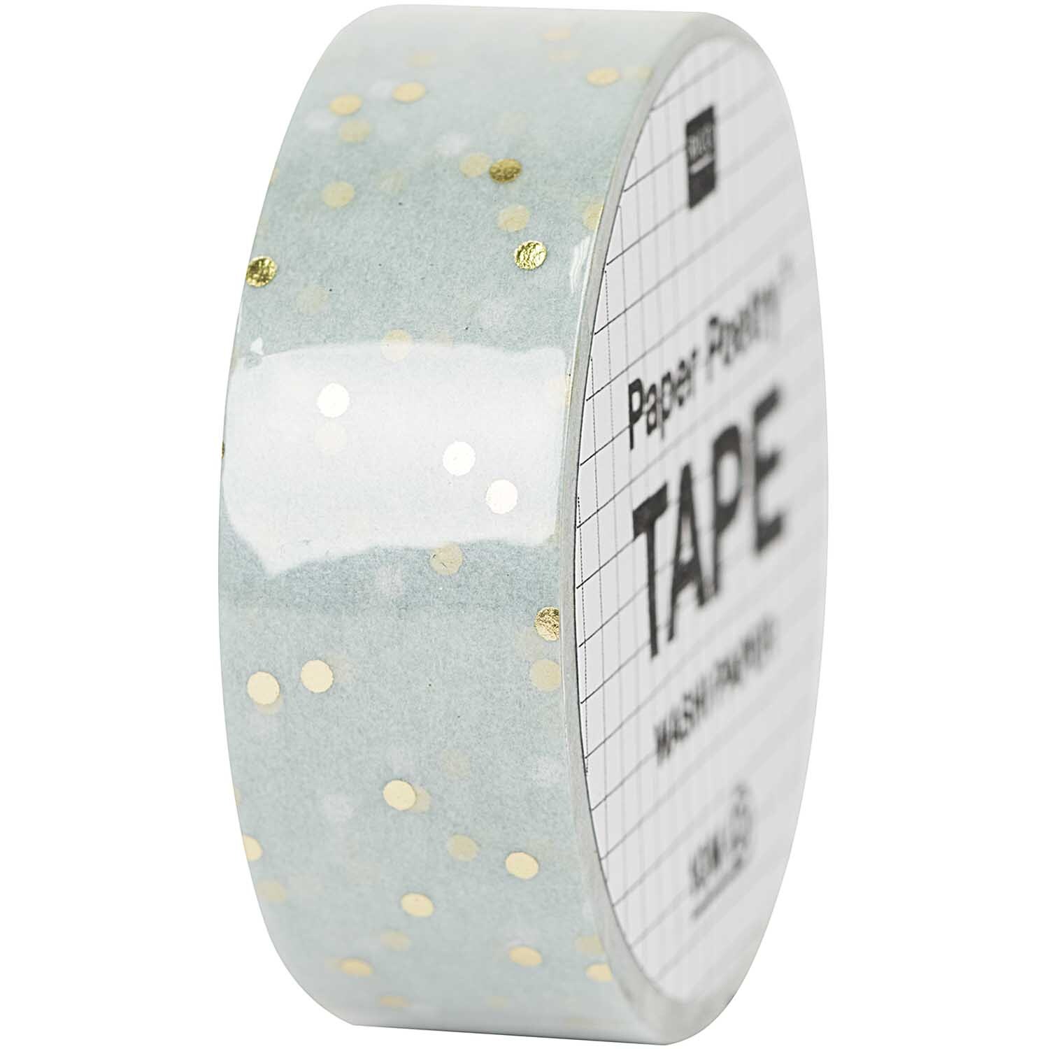 Paper Poetry Tape Punkte mint-gold 1,5cm 10m