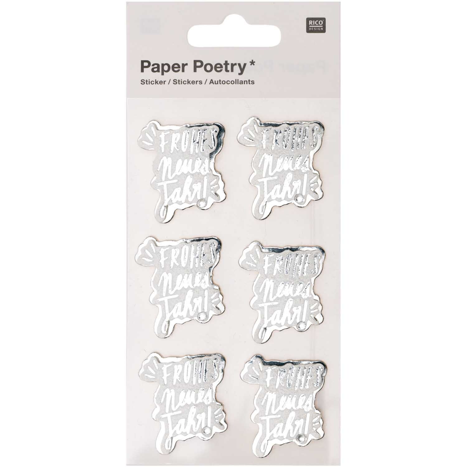 Paper Poetry 3D-Sticker Frohes neues Jahr 6 Stück
