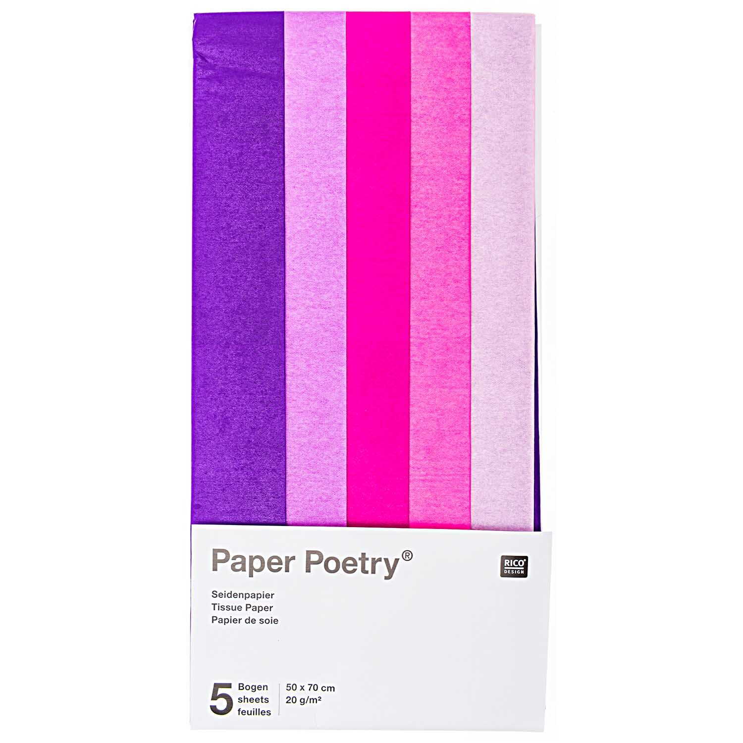 Paper Poetry Seidenpapier lila sortiert 50x70cm 5 Bogen