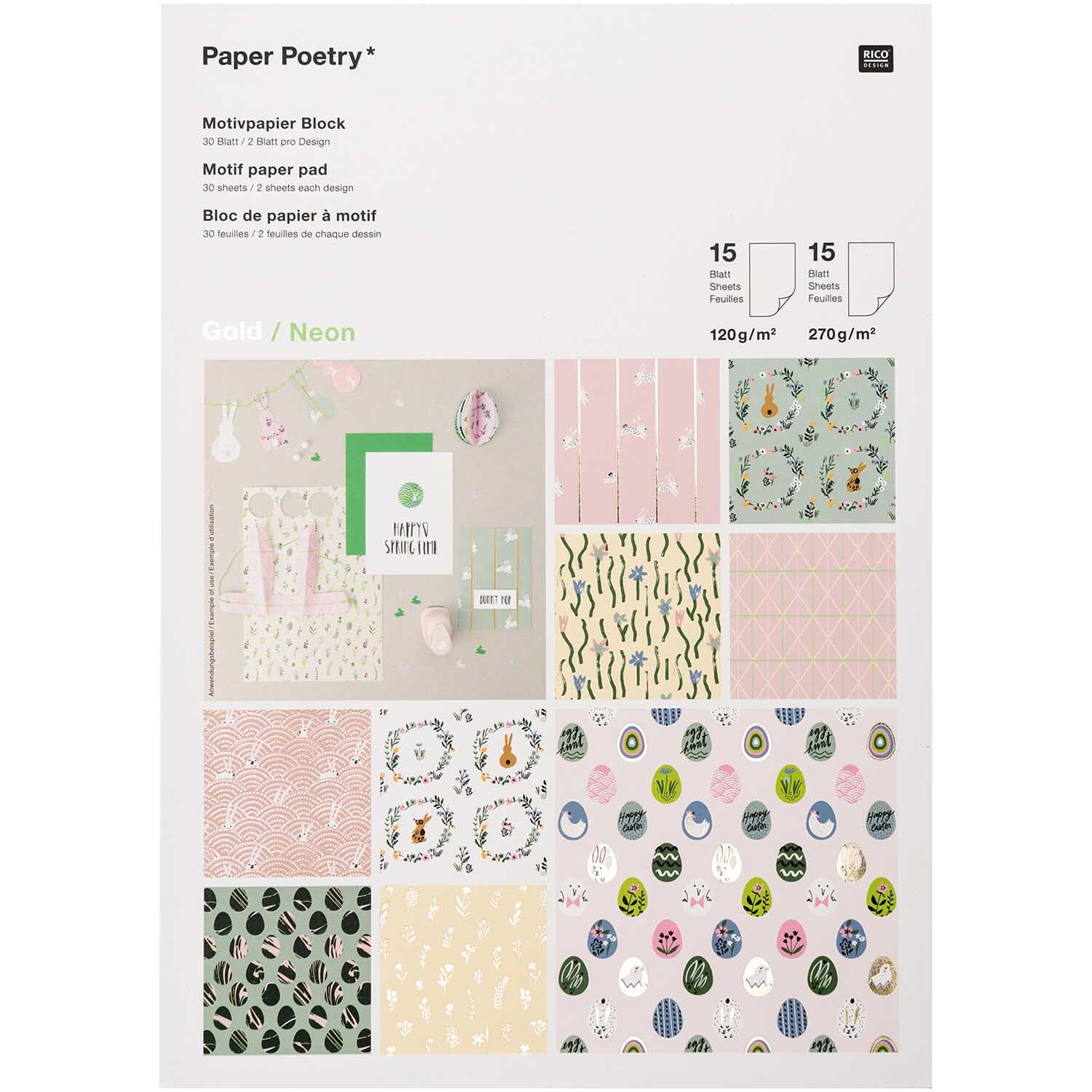 Paper Poetry Motivpapierblock Bunny Hop 30 Blatt