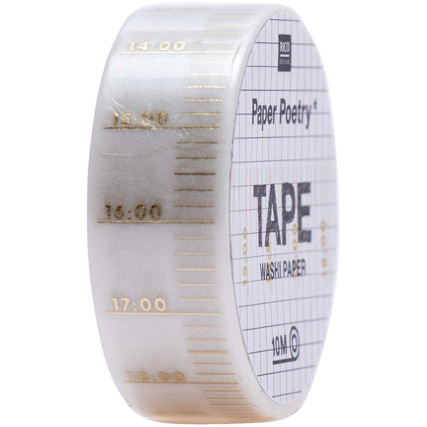 Paper Poetry Tape Uhrzeit weiß-gold 1,5cm 10m